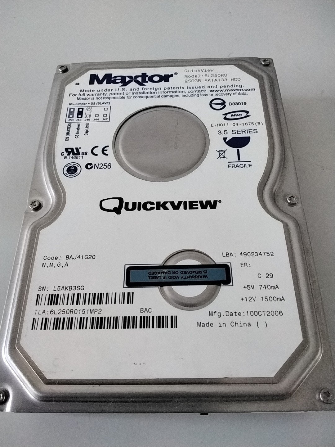 IDE harde schijf Maxtor Quickview van 250gb, Ophalen of Verzenden, Desktop, IDE