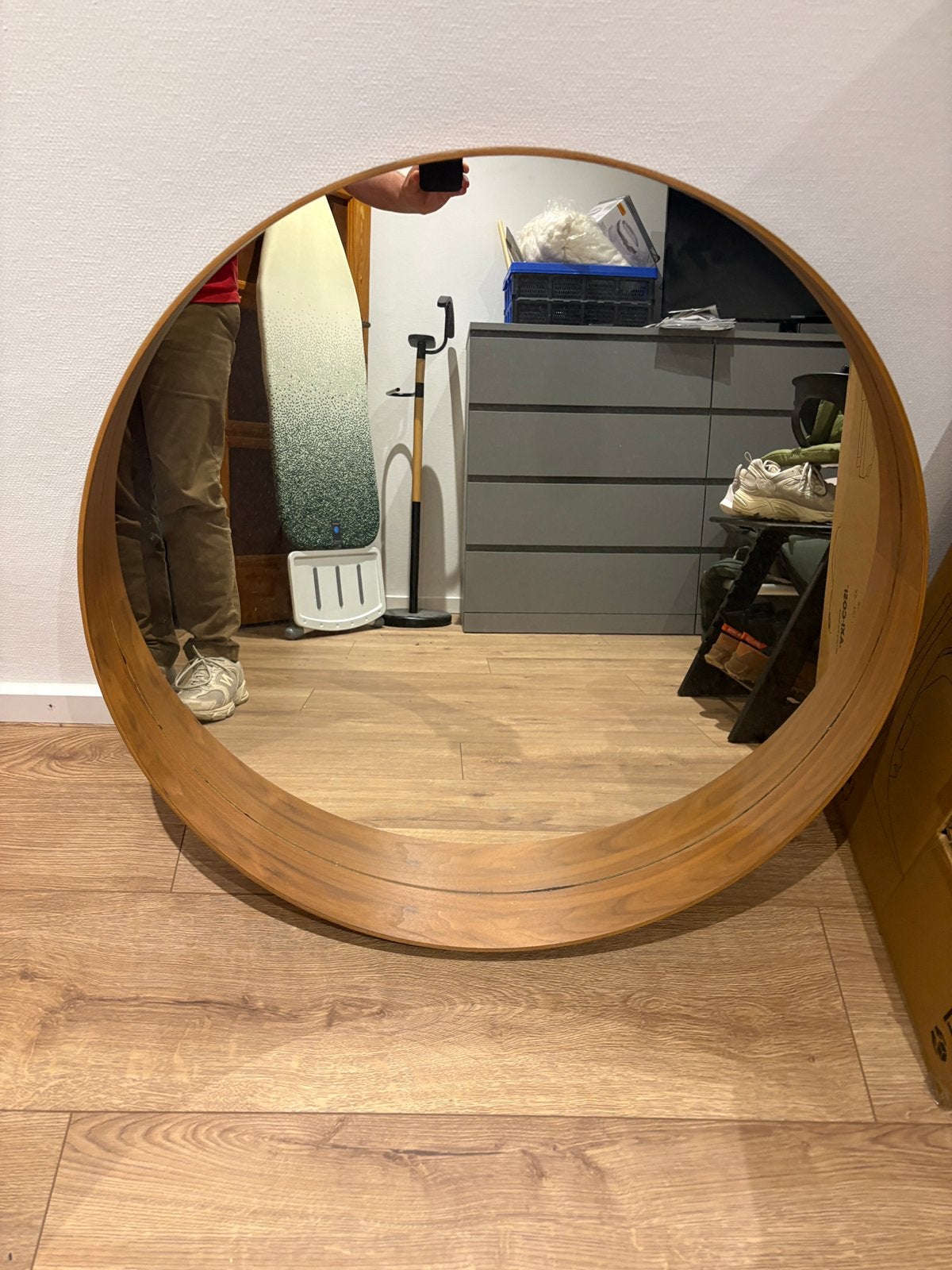 IKEA Stockholm spiegel - Rond, houten frame, Ophalen, Gebruikt, Rond, 75 tot 100 cm