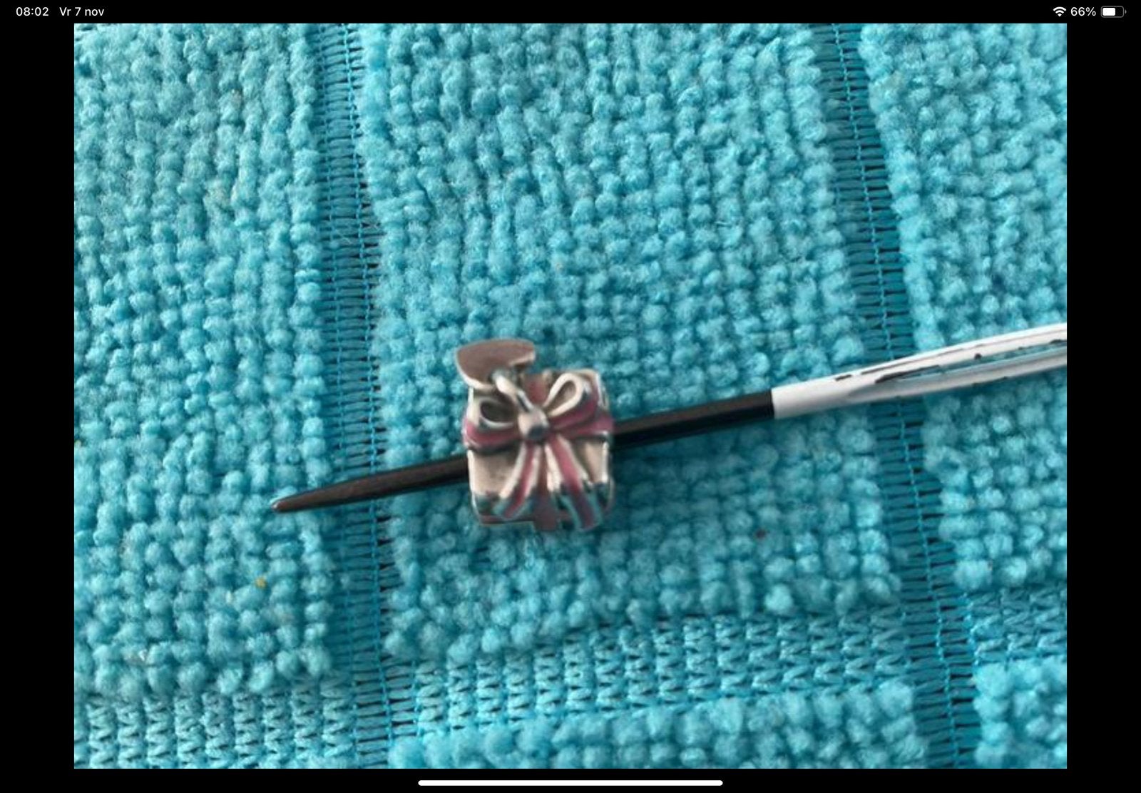 Pandora Bedel Kadoorje met Hartje, Sieraden, Tassen en Uiterlijk, Bedels, Verzenden, Zo goed als nieuw, Zilver, Pandora
