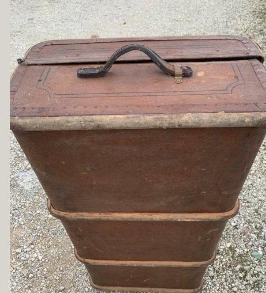 Antieke houten reiskoffer / kist met lederen handvat, Ophalen of Verzenden
