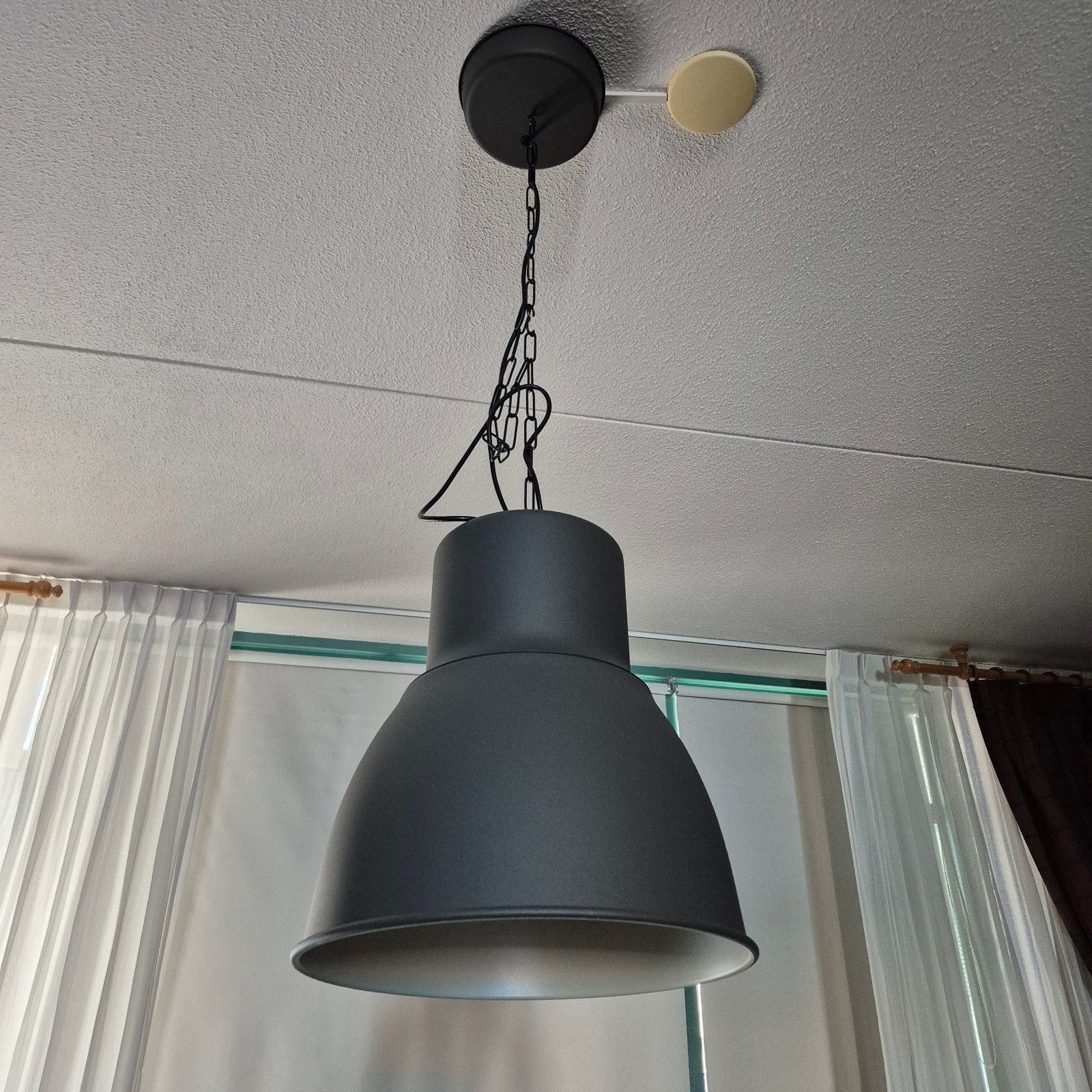 Grote hanglamp - Donkergrijs/Antraciet., Ophalen, E27 (groot), Zo goed als nieuw, Metaal