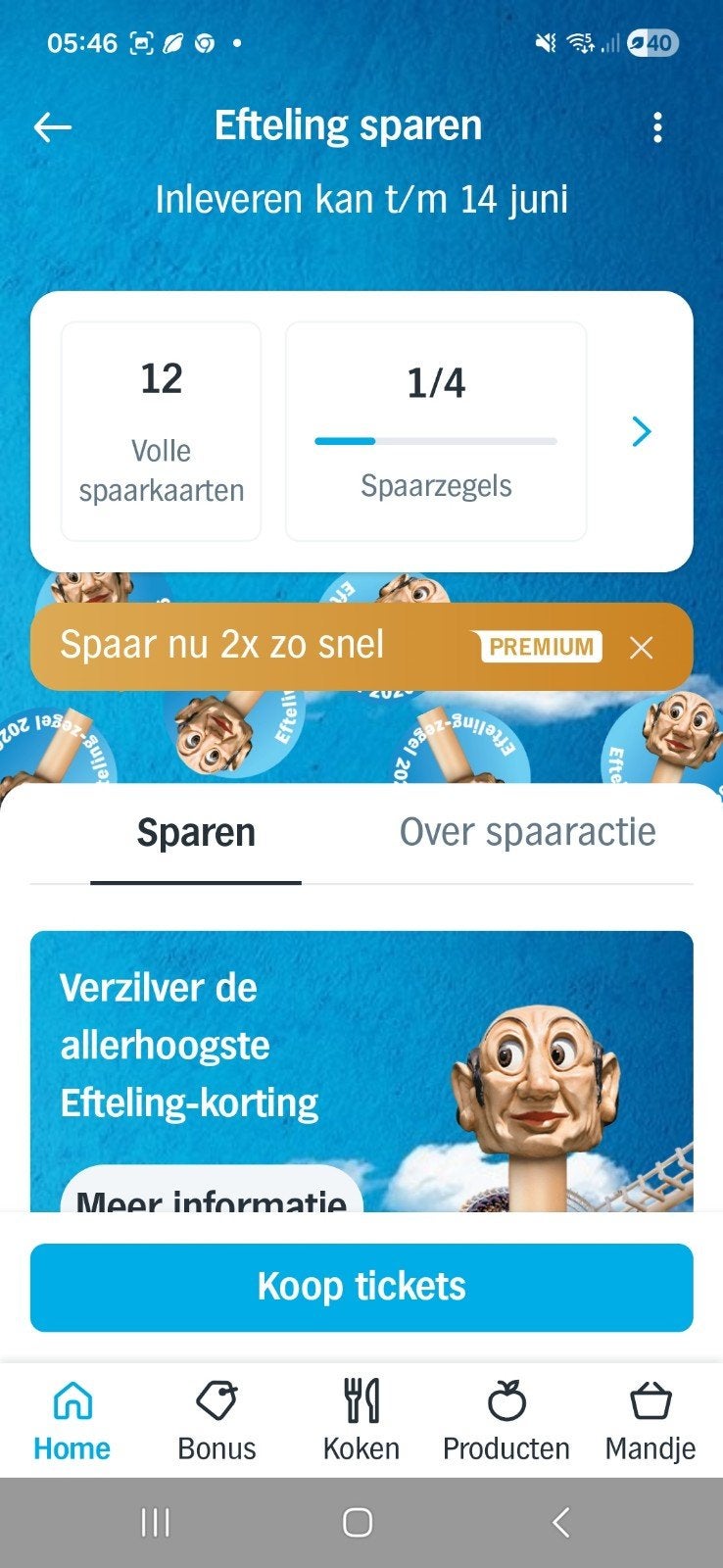 AH Efteling spaarzegels - 12 volle boekjes, Ophalen of Verzenden, Winkel, Super of Benzinepomp, Volle spaarkaart