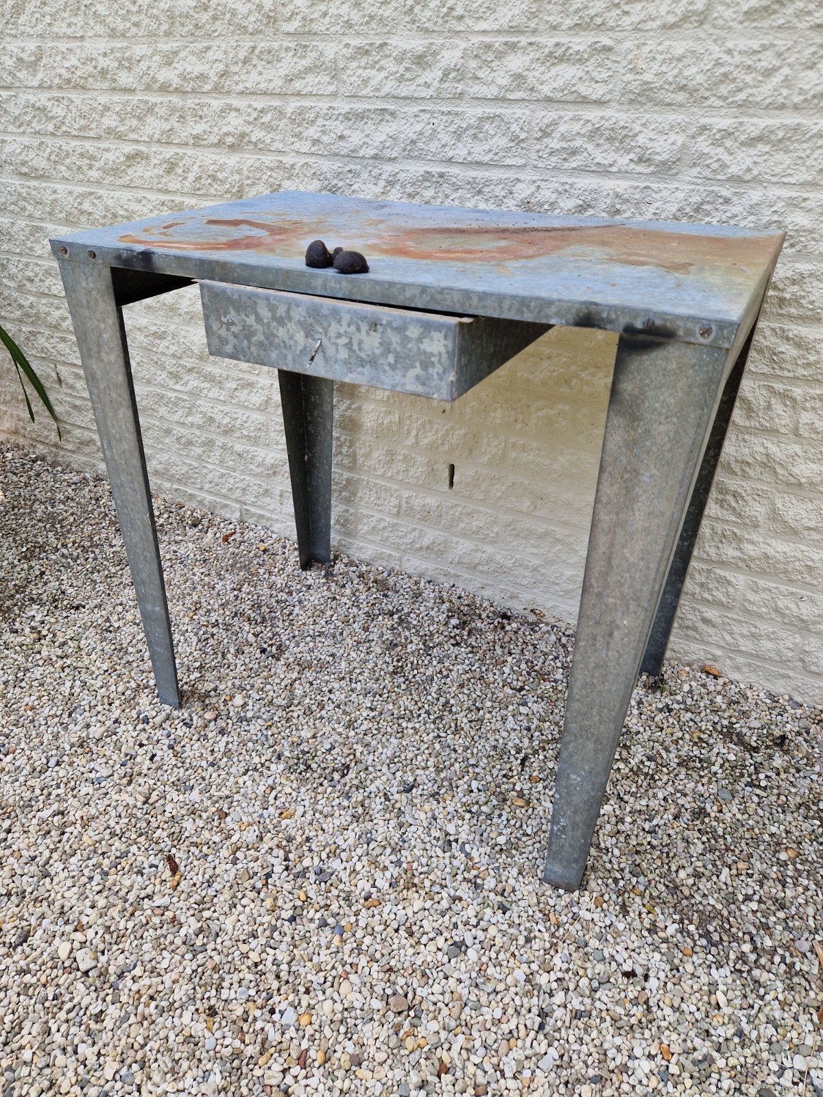 zinken tafel, Ophalen, Gebruikt, Rechthoekig, Overige materialen