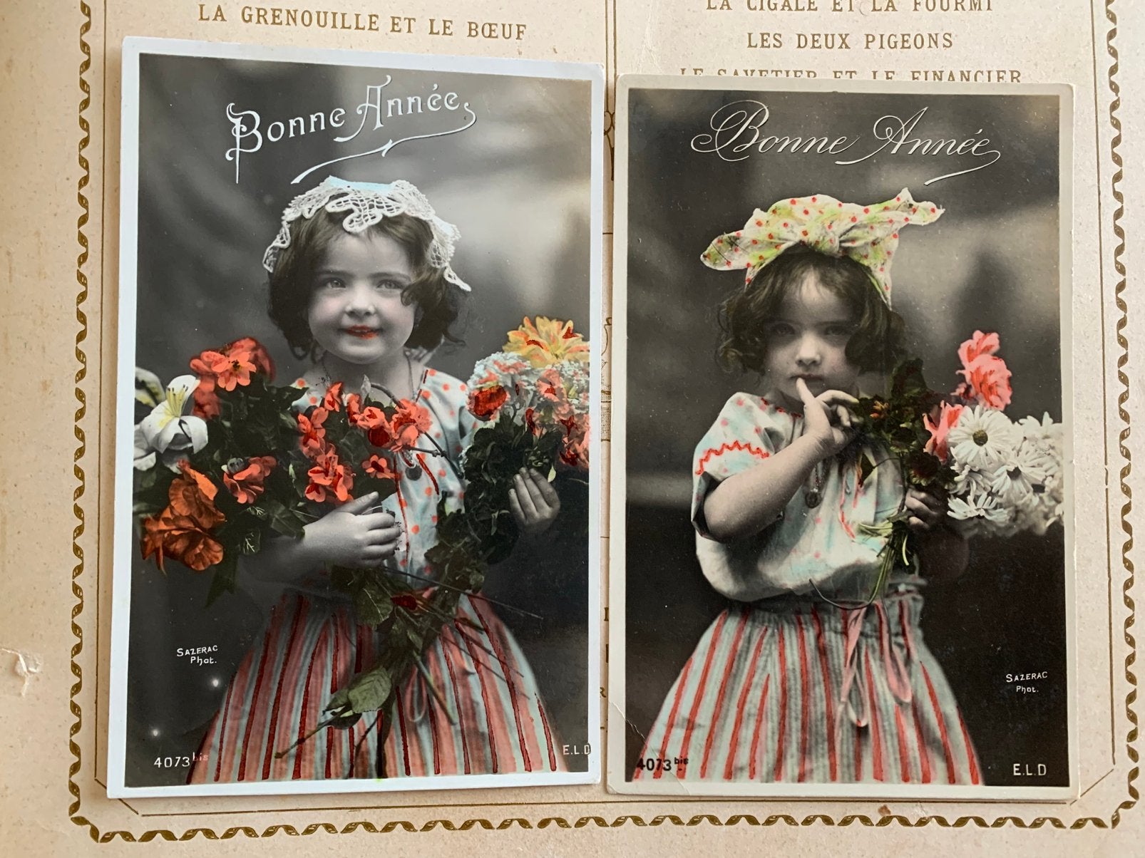 1907 Bonne Année - meisje met bloemen (XX), Verzamelen, Ansichtkaarten | Themakaarten, Ophalen of Verzenden, Voor 1920, Gelopen