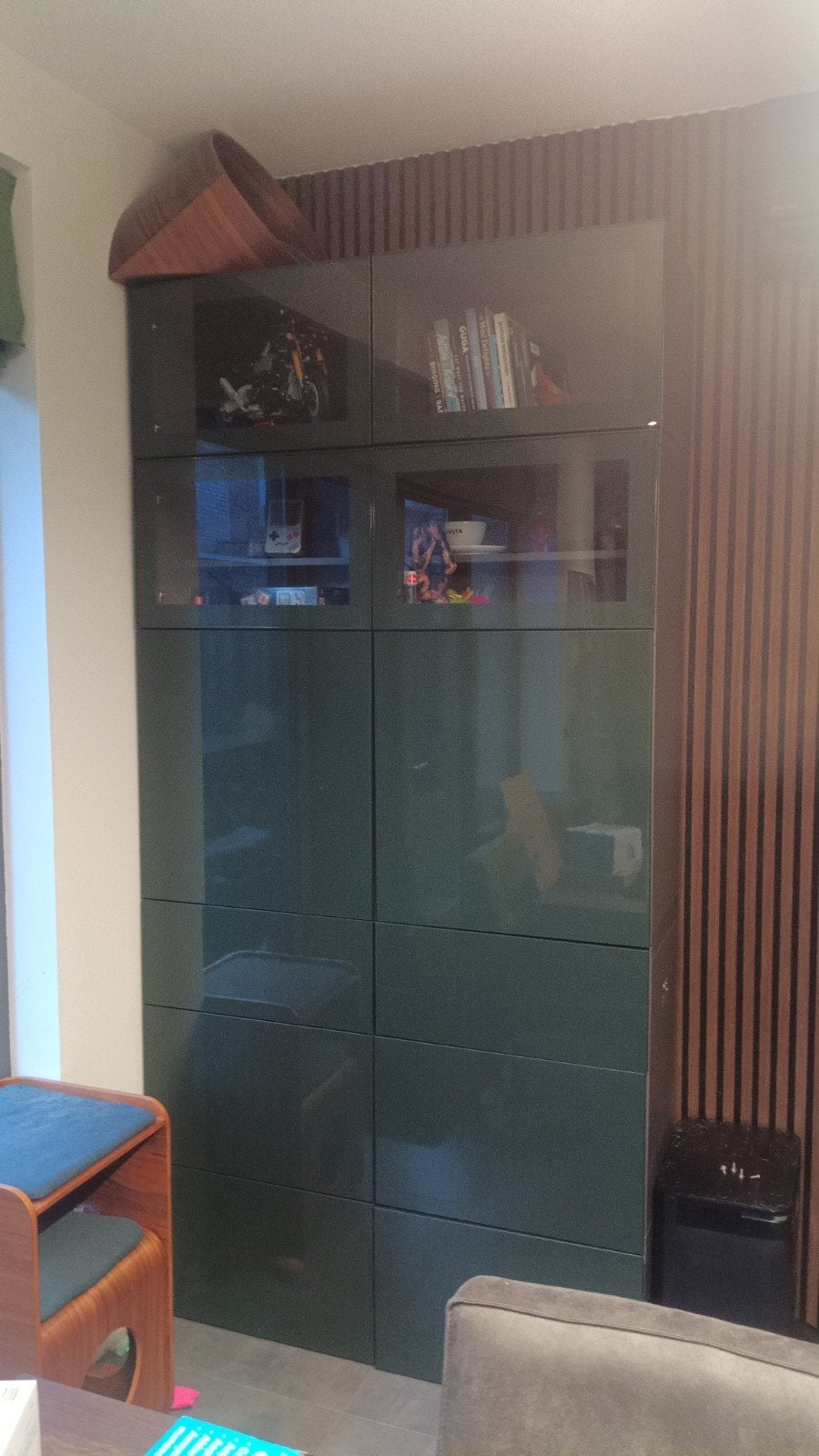 IKEA Besta kast met groene Glassvik frontjes en laden, Ophalen, Gebruikt, 200 cm of meer, Modern