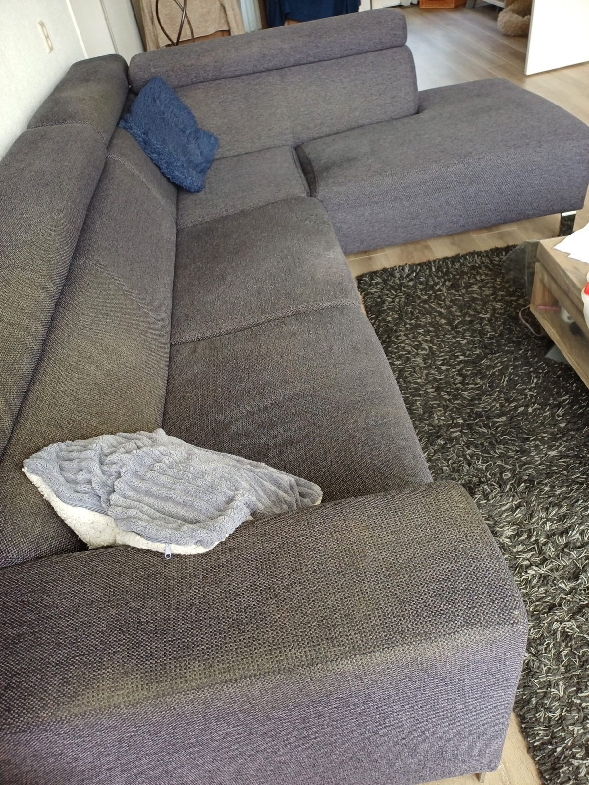 Comfortabele grijze hoekbank - Zo goed als nieuw, Ophalen, 250 tot 300 cm, 100 tot 125 cm, Hoekbank