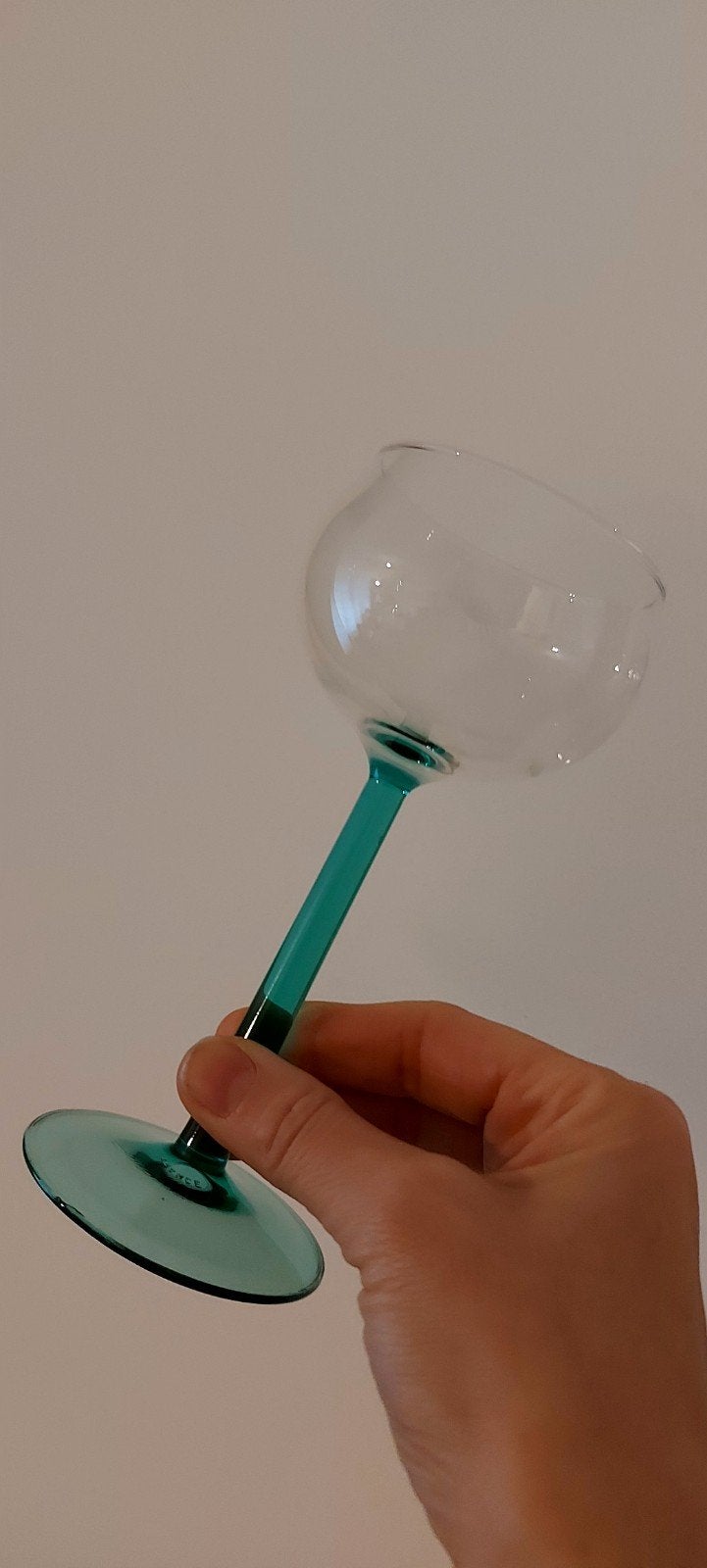 Set van 4 prachtige wijn - port glazen met zeegroene voet, Antiek en Kunst, Antiek | Glas en Kristal, Ophalen