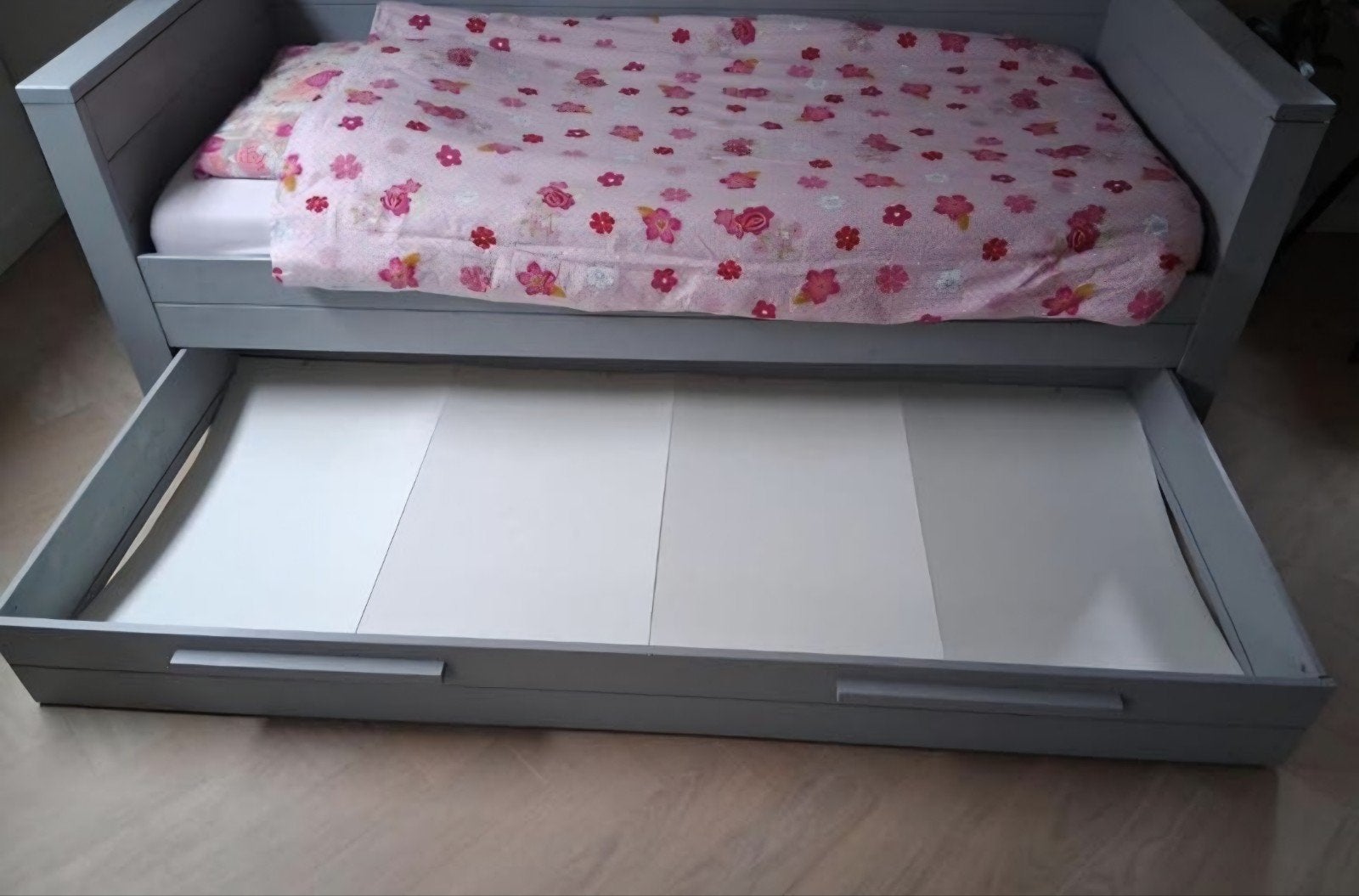 Woood Dennis bedbank, kledingkast en boekenrek staalgrijs, Ophalen, 90 cm, Eenpersoons, 200 cm