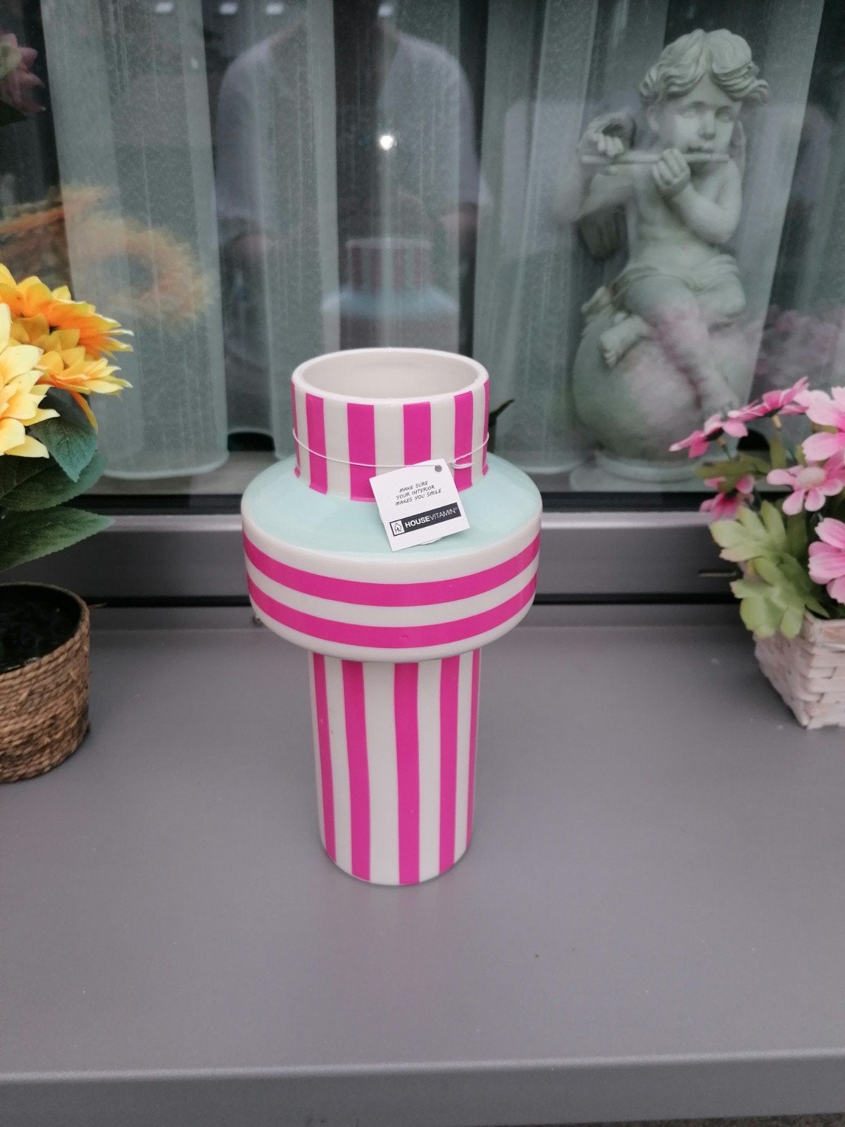 Housevitamin Vaas Roze/Wit Gestreept, Ophalen, Zo goed als nieuw, Overige kleuren