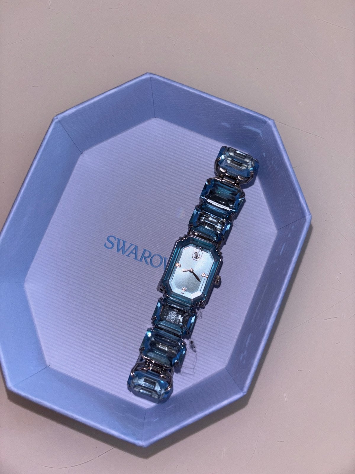 Swarovski Polshorloge met Blauwe Kristallen, Overige merken, Overige materialen, Polshorloge, Ophalen of Verzenden