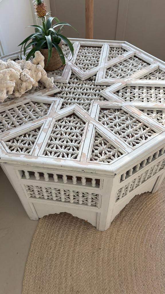 Marokkaanse salontafel - Ibiza wit - Eric Kuster stijl, Huis en Inrichting, Tafels | Salontafels, Gebruikt, 50 tot 100 cm, Ophalen of Verzenden