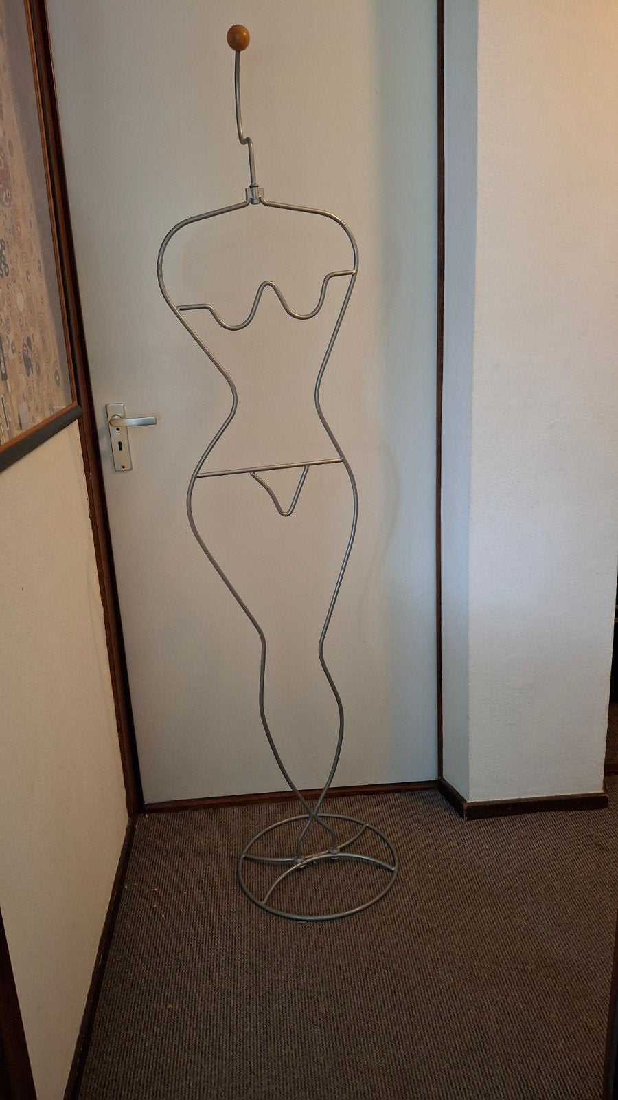 Metalen kledingrek/kapstok silhouet vrouw, Huis en Inrichting, Ophalen, Gebruikt, Zilver, Metaal