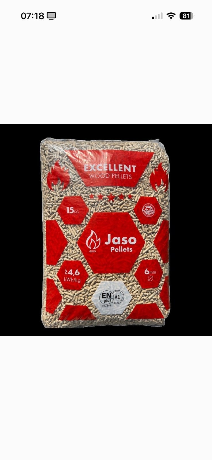 Jaso hout pellets 10 zakken a 15kg, Minder dan 3 m³, Ophalen