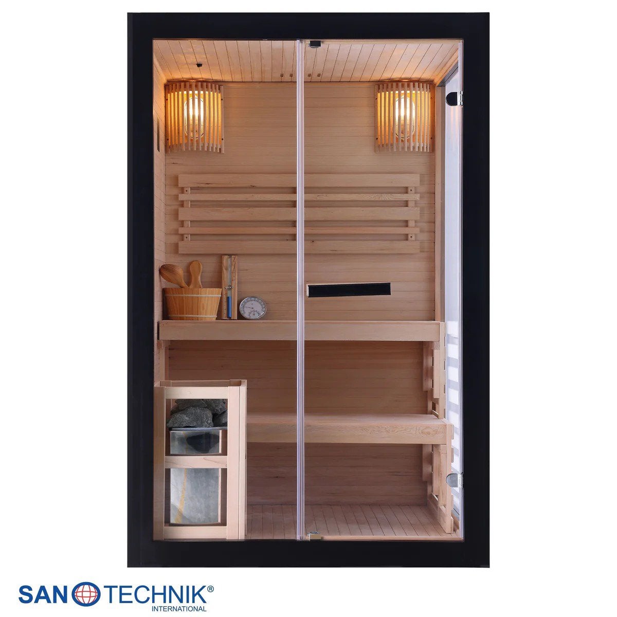 Luxe Zwarte Finse Sauna | 2 Pers. | Harvia | Gratis Levering, Sport en Fitness, Sauna, Ophalen of Verzenden, Nieuw, Fins of Traditioneel