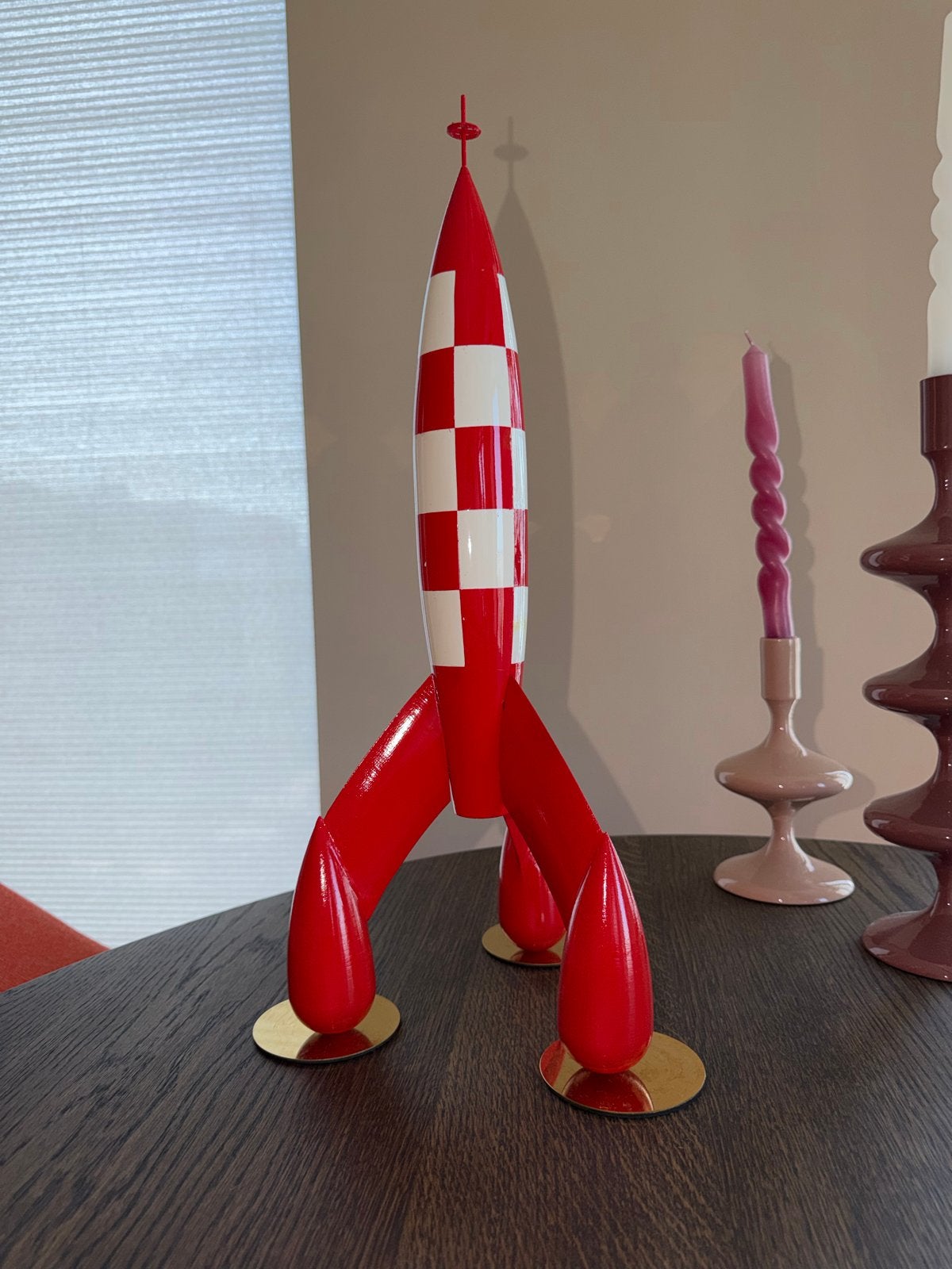 Unieke 3D-geprinte en handgeschilderde Kuifje raket, Verzenden, Zo goed als nieuw