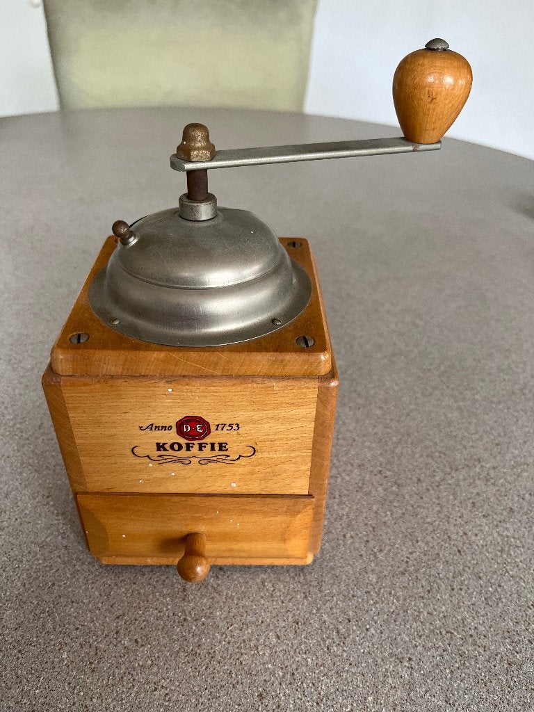 koffiemolen Douwe Egberts handmodel hout vintage, Ophalen of Verzenden