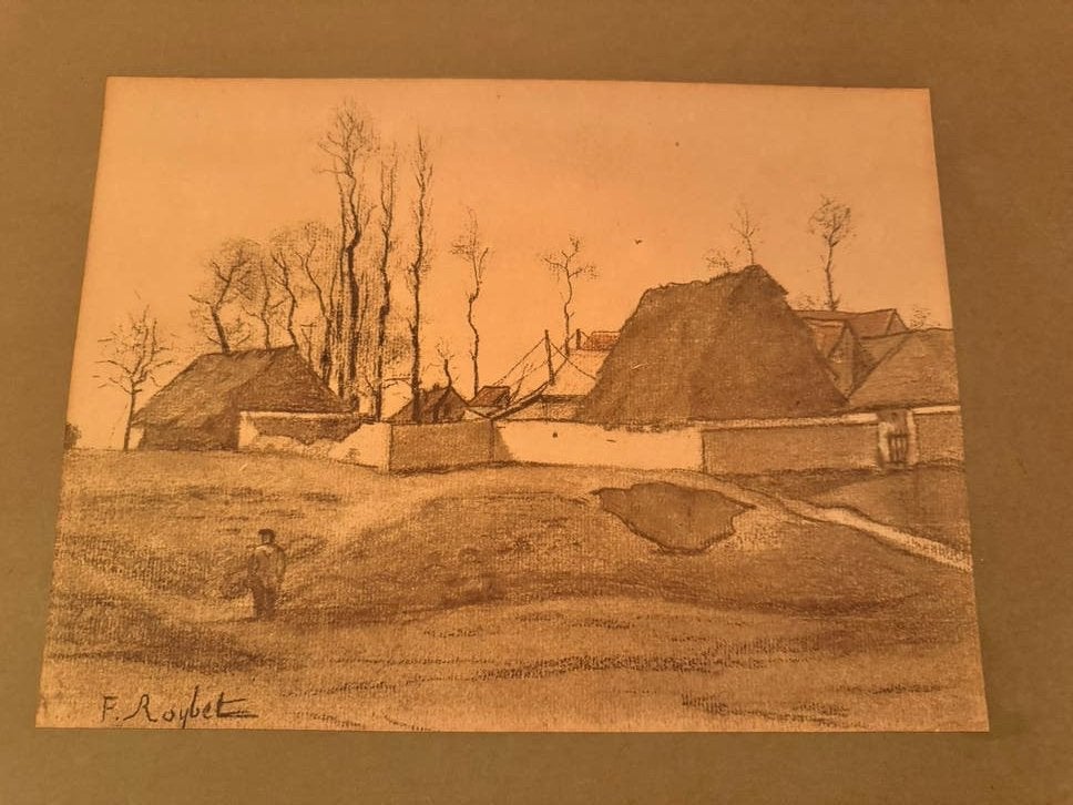 Originele krijttekening F. Roybet, ex-collectie Taco Mesdag, Antiek en Kunst, Ophalen of Verzenden, Tekening, Krijttekening, Origineel