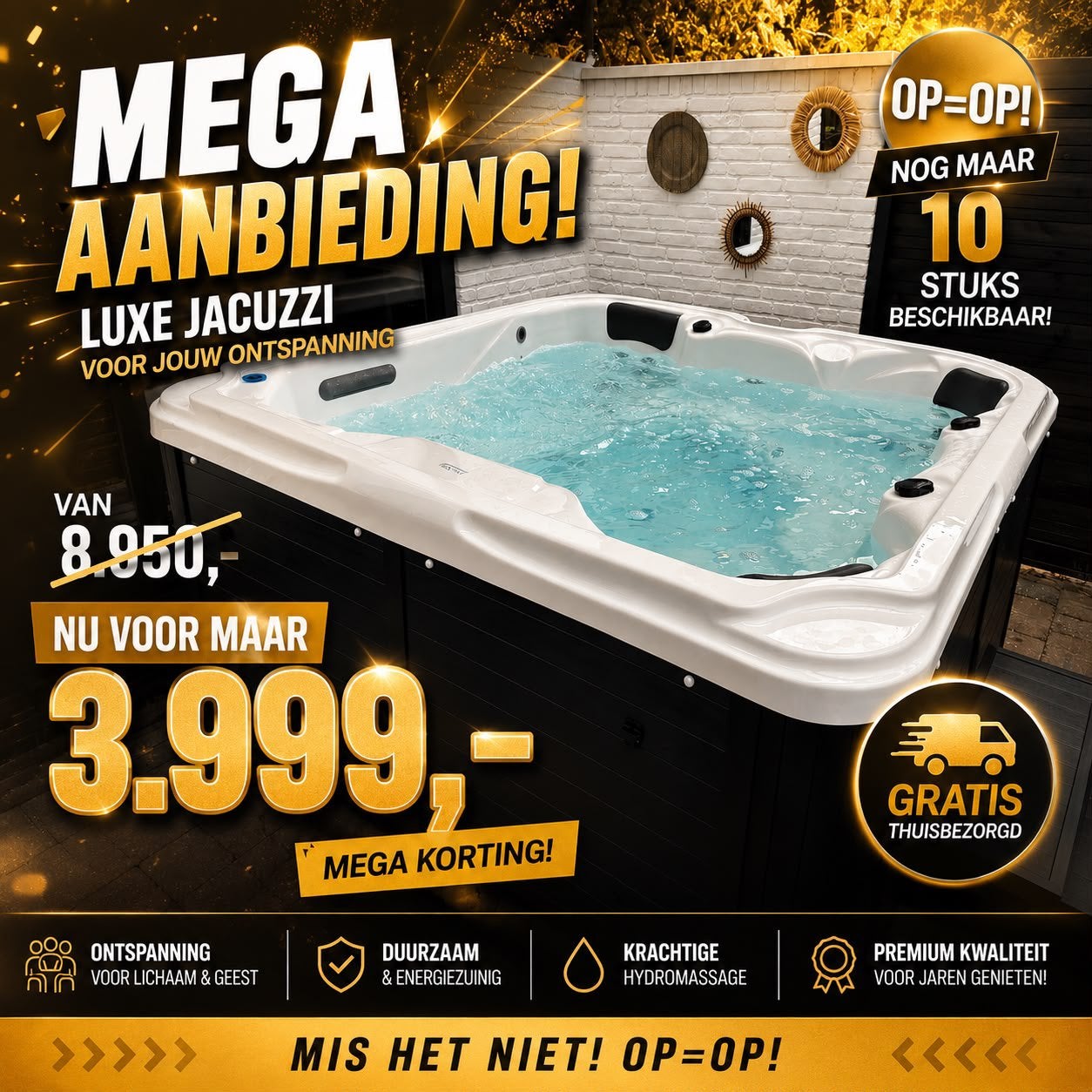 Mega aanbieding Pro- Spa compleet met cover, trap, bezorging, Ophalen, Nieuw