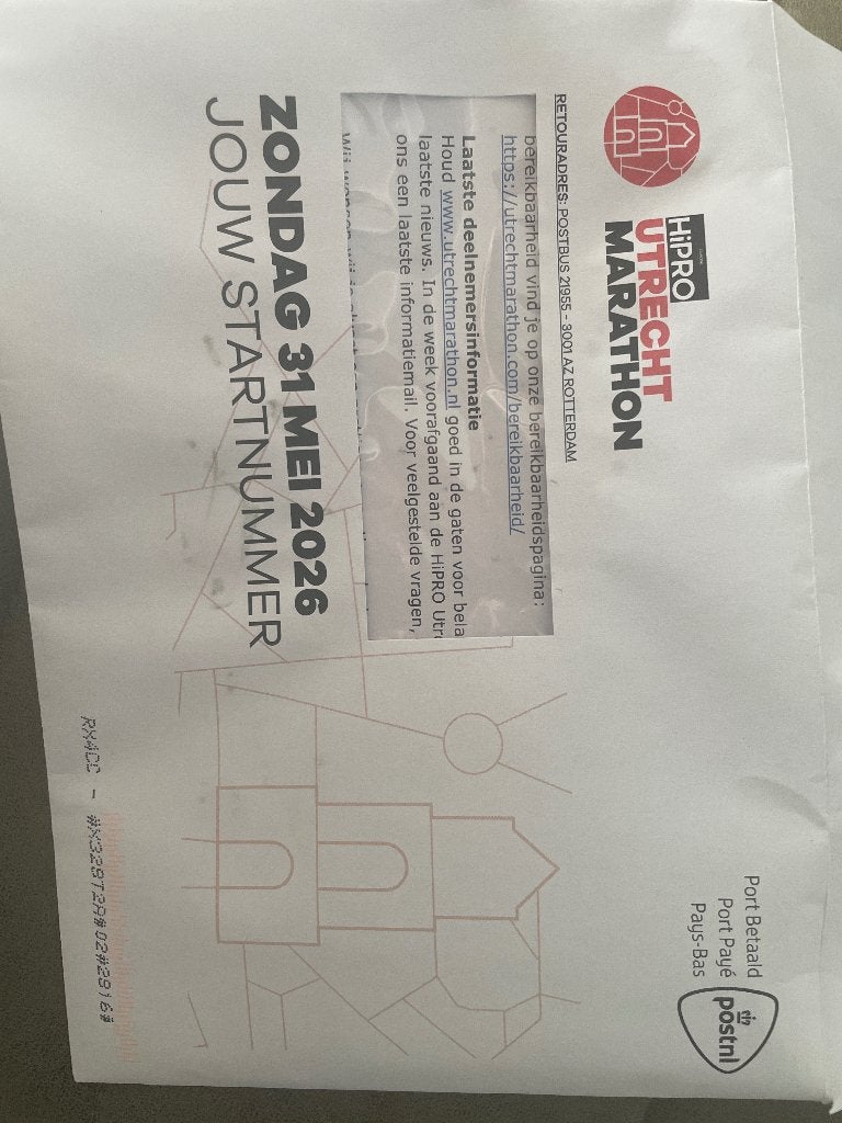 Ticket halve marathon Utrecht, Sport en Fitness, Loopsport en Atletiek, Ophalen, Nieuw, Overige typen, Overige merken