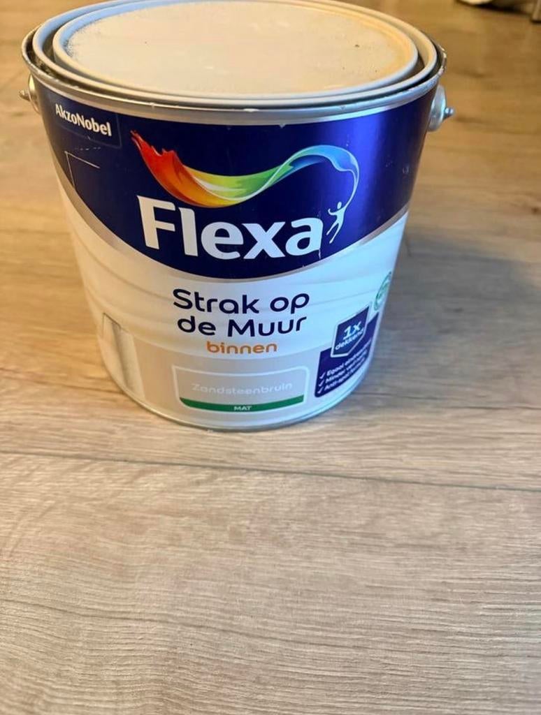 Flexa Strak op de Muur Zandsteenbruin - 2.5L zo goed als vol, Bruin, Ophalen of Verzenden, Minder dan 5 liter, Verf
