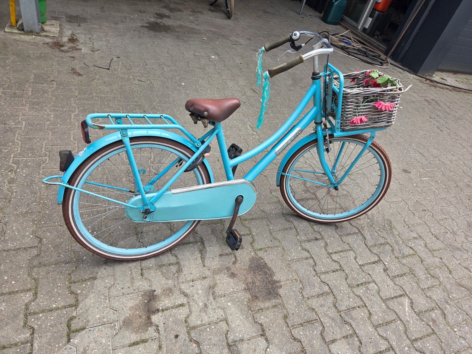 Leuke popel turquoise meisjesfiets 24 inch met mandje, Terugtraprem, 50 tot 53 cm, Ophalen, Overige merken