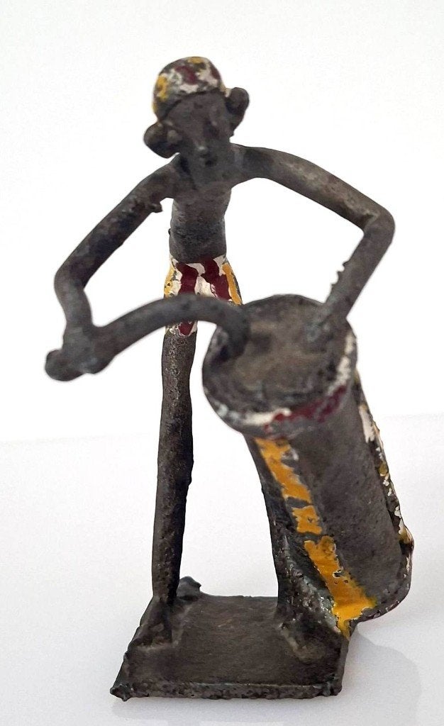 Prachtig Akan Ashanti Tribal Art Metaal Figuur # 2, Antiek en Kunst, 11 cm, Afrika, Handgemaakt, Ophalen of Verzenden