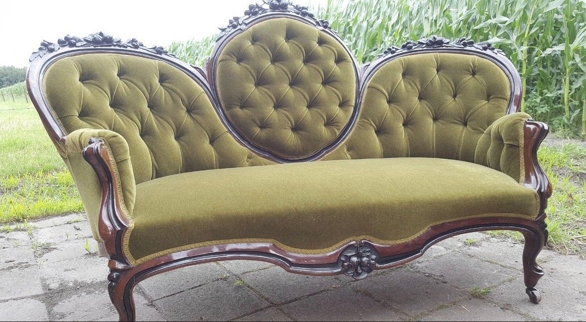 Prachtige Biedermeier Barok Bank - Groen, Ophalen