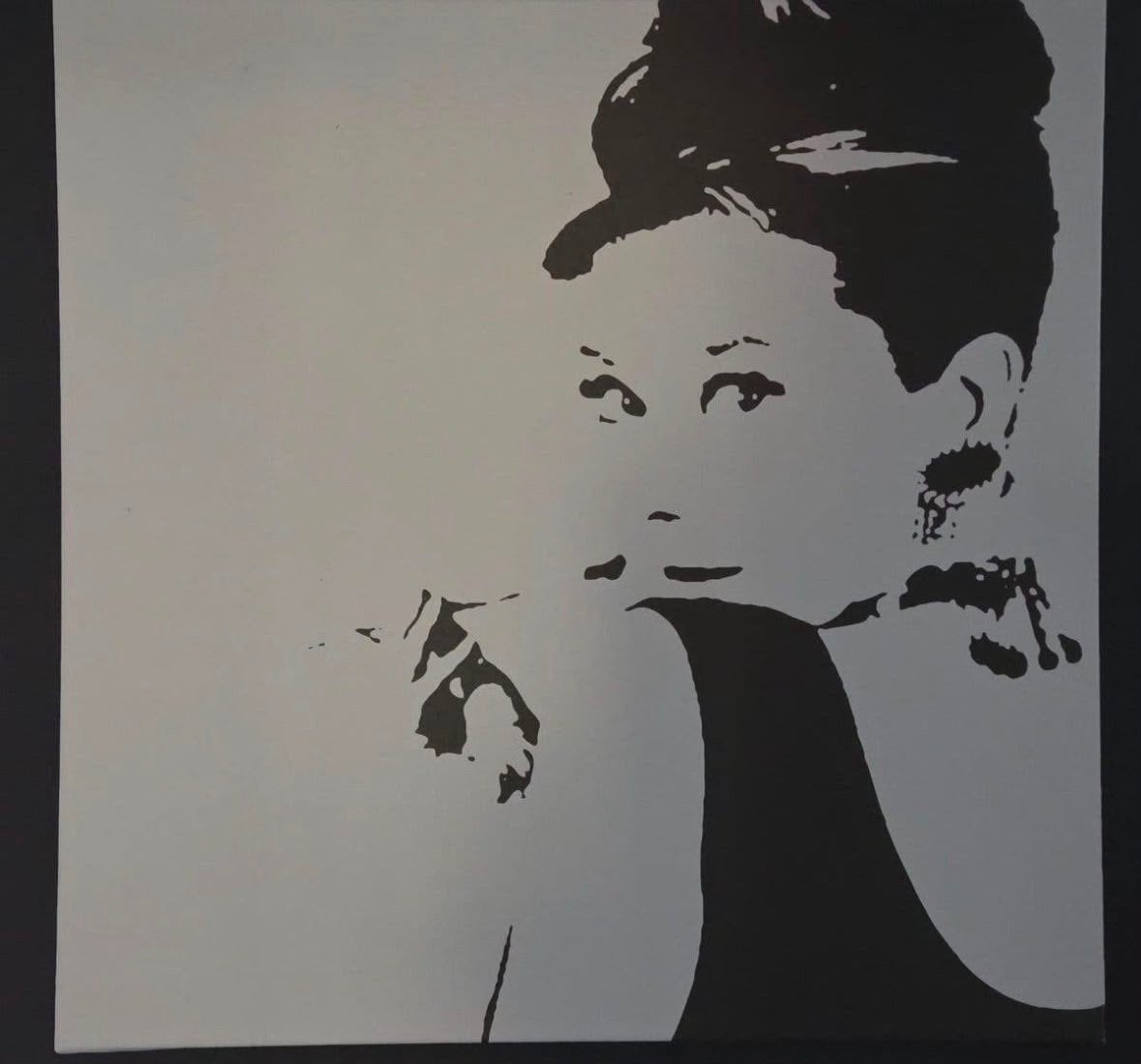Audrey Hepburn  Art op Canvas, Antiek en Kunst, Kunst | Schilderijen | Modern, Ophalen, Op houten frame, Stencilkunst, Portret