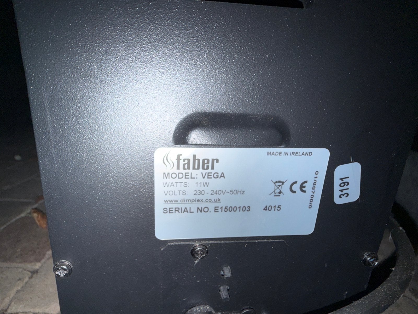 Faber Vega elektrische sfeerhaard - strak en modern, Ophalen of Verzenden, Gebruikt, Vrijstaande haard, Elektrische haard