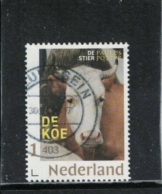 Nederland kaderzegel Paulus Potter - De koe, Ophalen of Verzenden, Gestempeld
