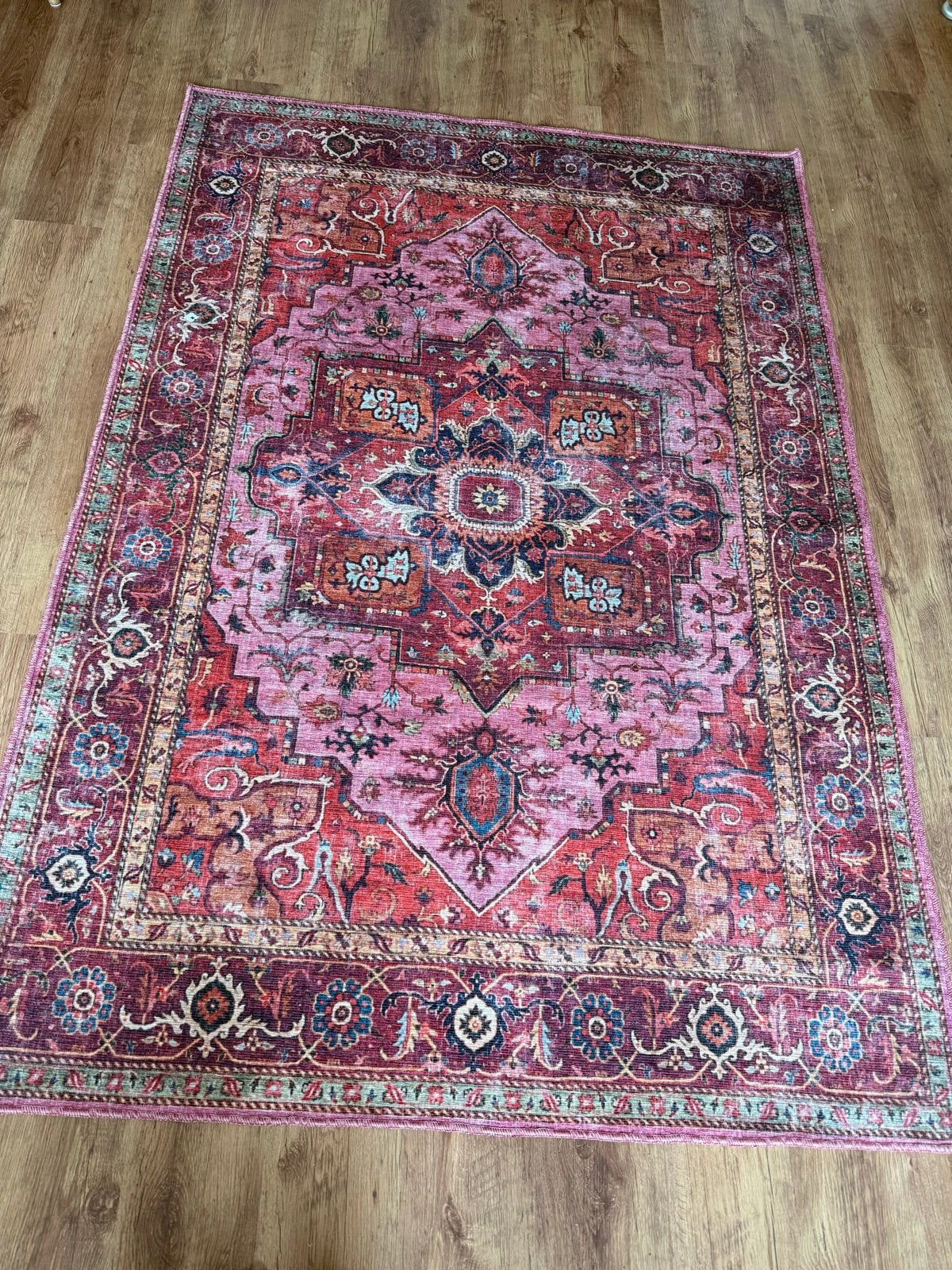 Vintage Perzisch Tapijt - Rood/Roze met Patroon, Huis en Inrichting, Stoffering | Tapijten en Kleden, Ophalen, 100 tot 150 cm