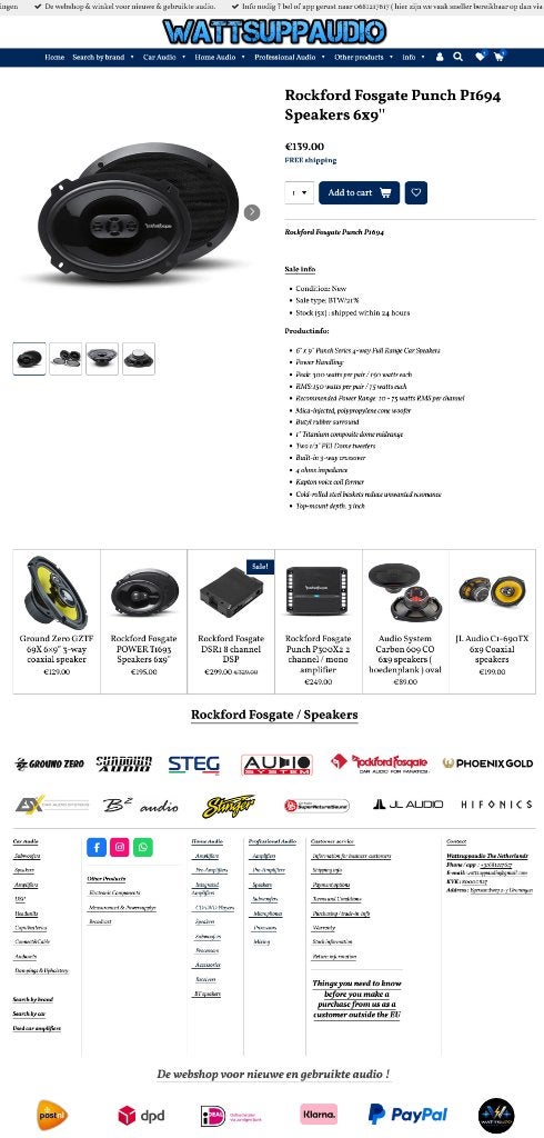 Rockford Fosgate Punch P1694 Speakers 6x9'' Hoedenplank, ., Nieuw, Ophalen of Verzenden, .