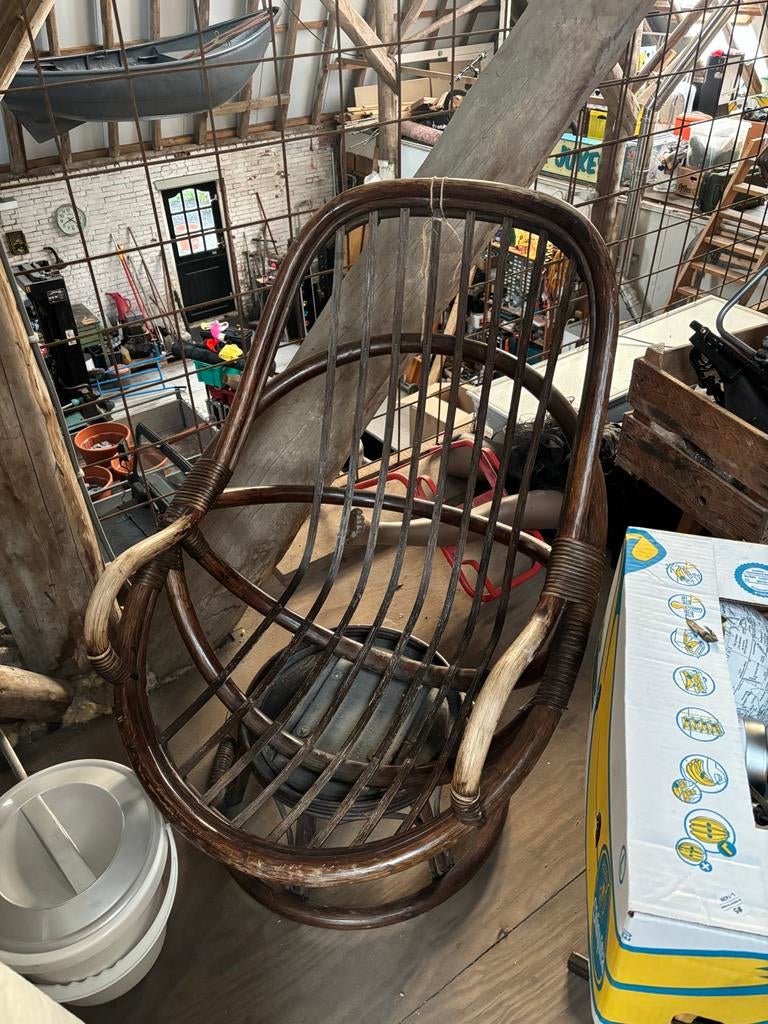 Rotan stoel voor veranda of onder overkapping, Ophalen, Gebruikt, Bruin, Riet of Rotan