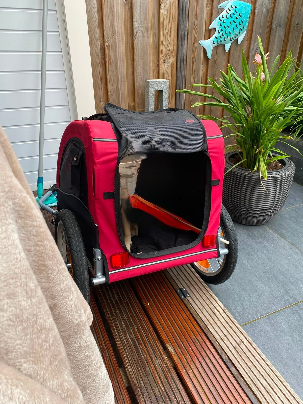 Hondenkar voor achter de fiets, Fietsen en Brommers, Fietsaccessoires | Aanhangers en Karren, Ophalen, Zo goed als nieuw, Hondenkar