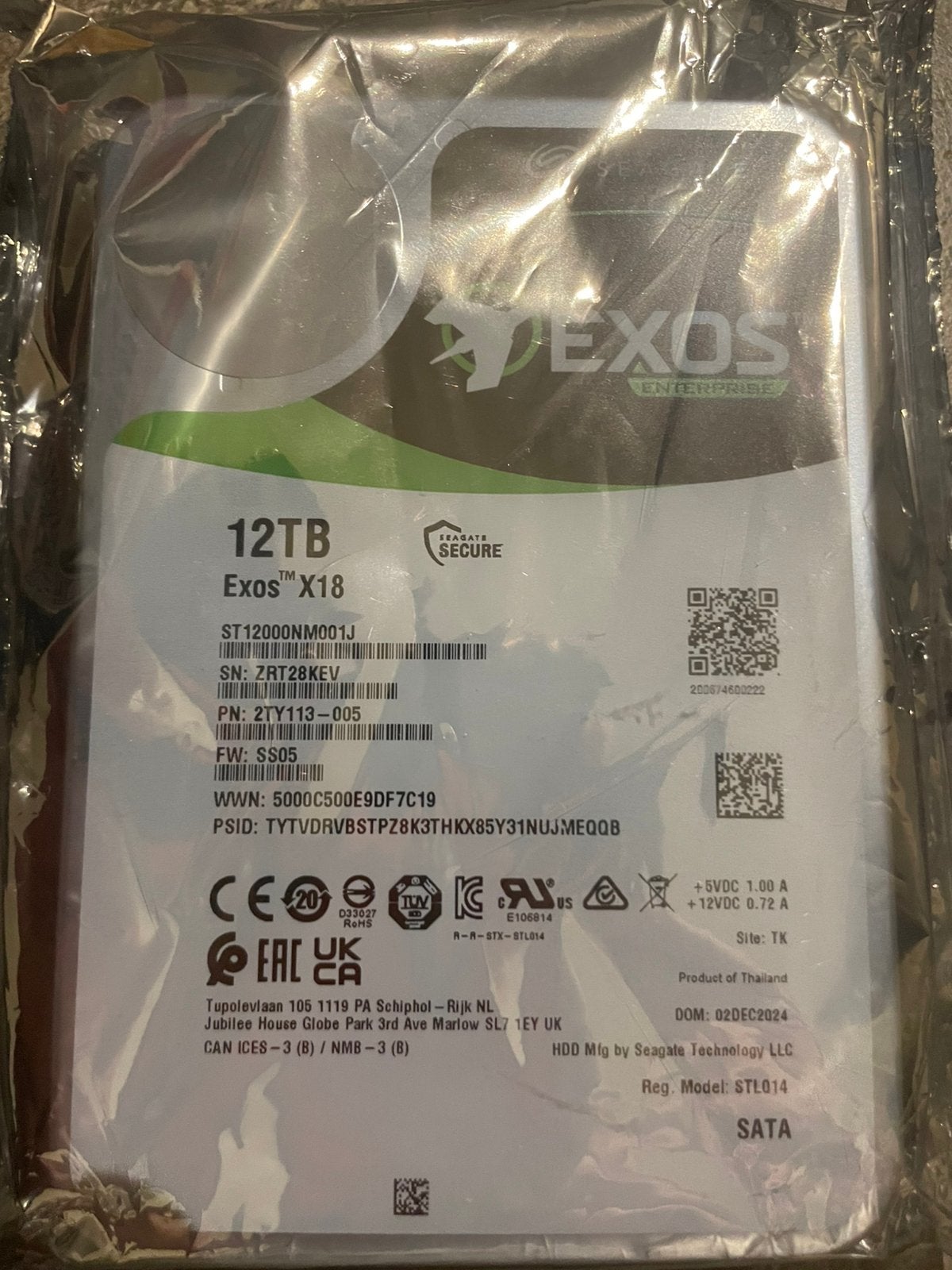 Seagate Exos X18 12TB  harde schijf NIEUW., Ophalen, Nieuw