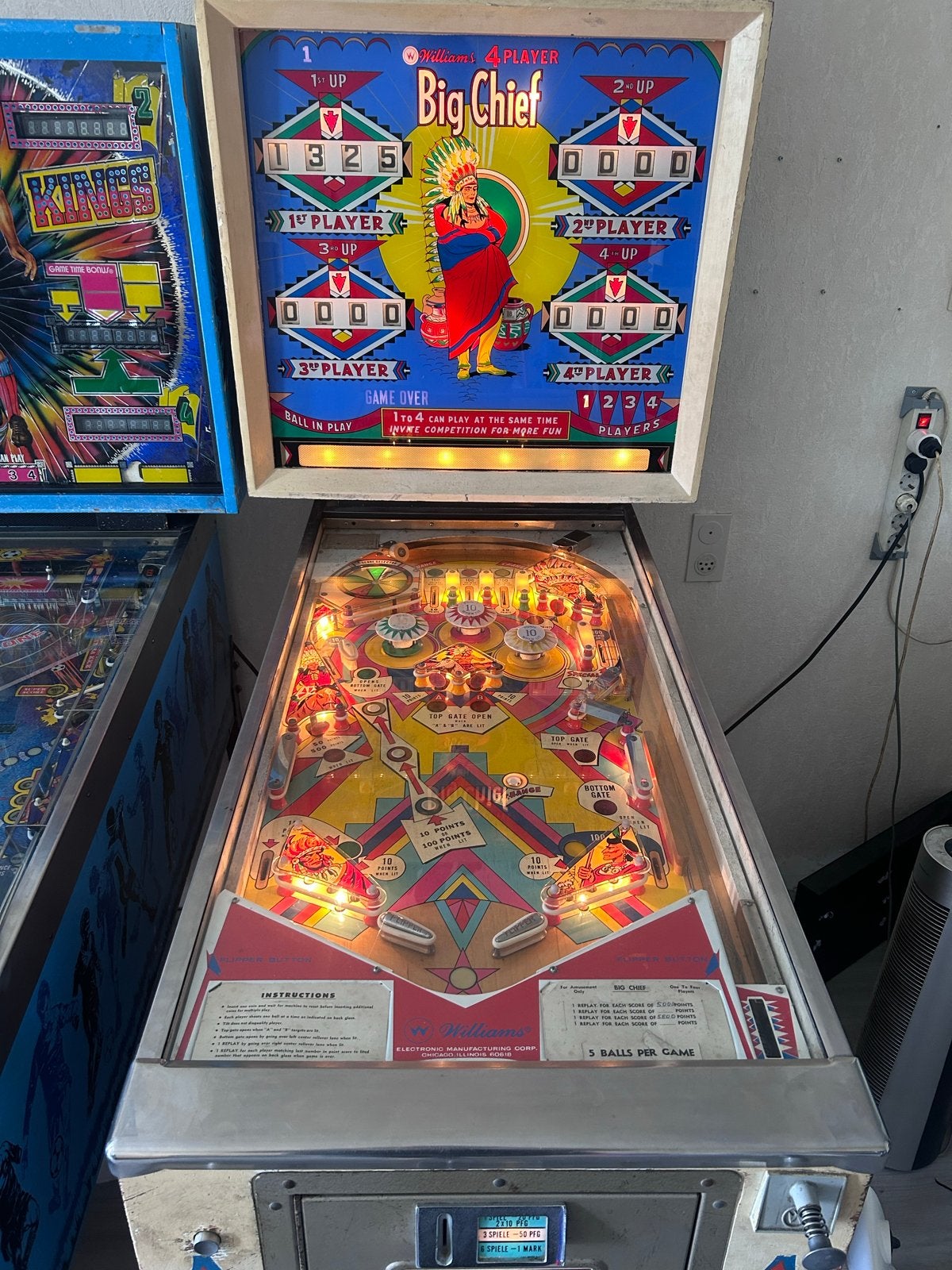 Williams Big Chief Flipperkast - nette staat!, Gebruikt, Mechanisch, Ophalen of Verzenden, Williams