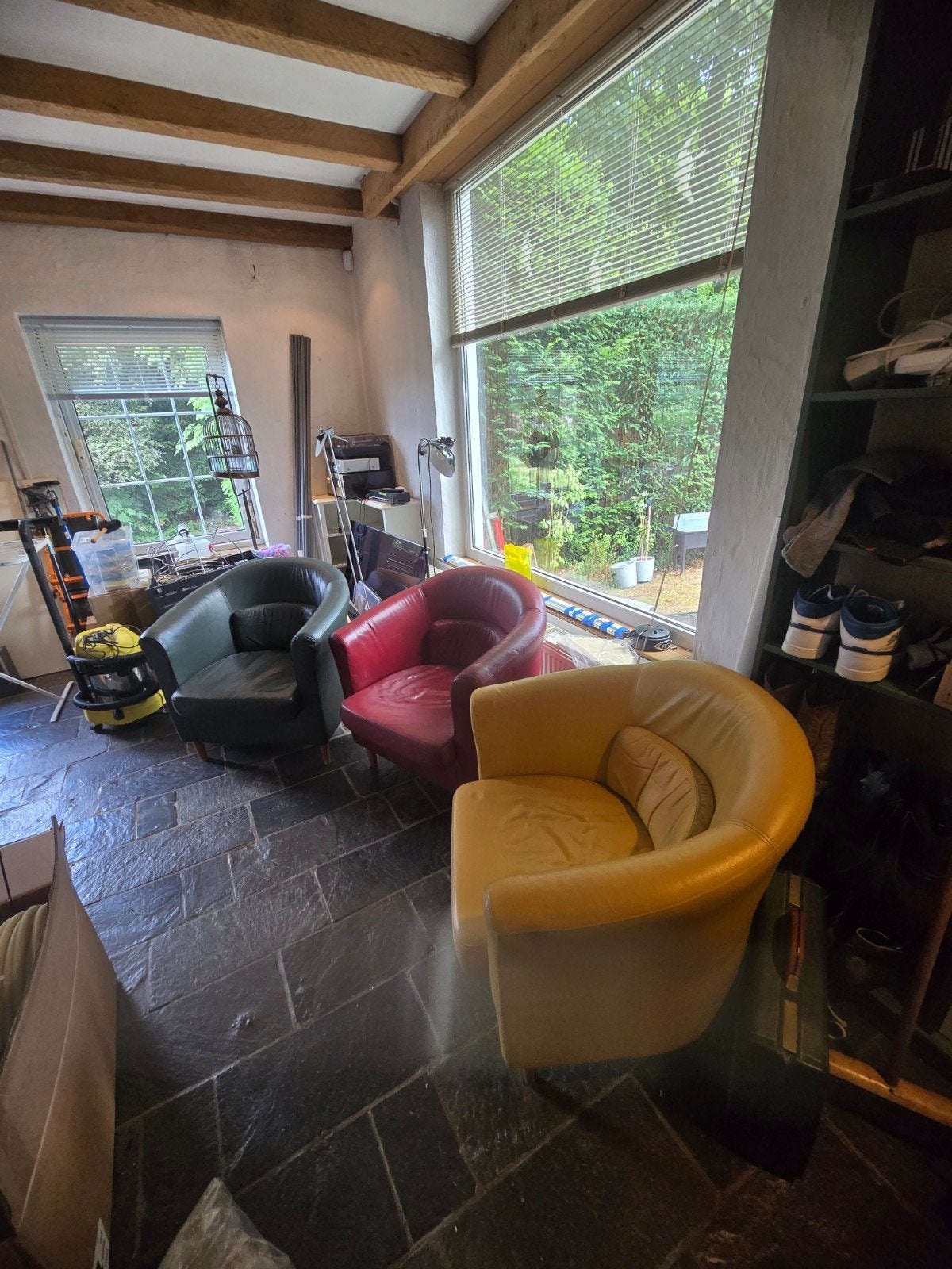 Moet weg, 3 Nappa Leren Stoelen in Zeer Goede Staat, Huis en Inrichting, Ophalen, Overige kleuren, Drie, Leer