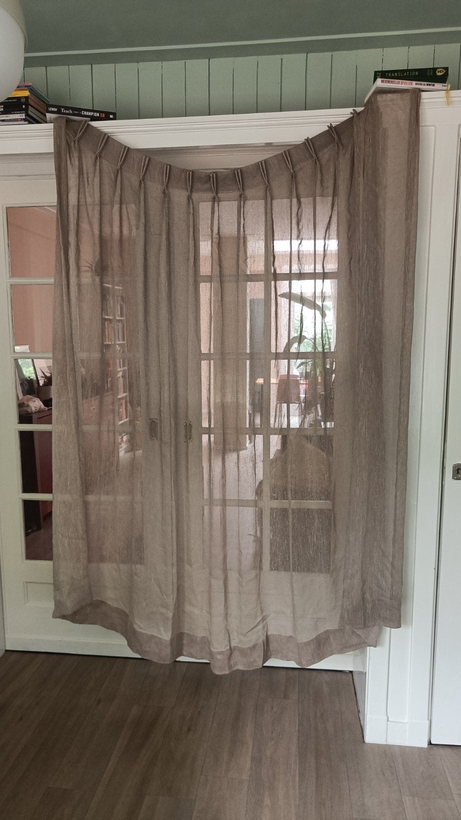 Twee Vitrage Geplooide Gordijnen - 130x180 cm, Ophalen, Vitrage, Gebruikt, Overige merken
