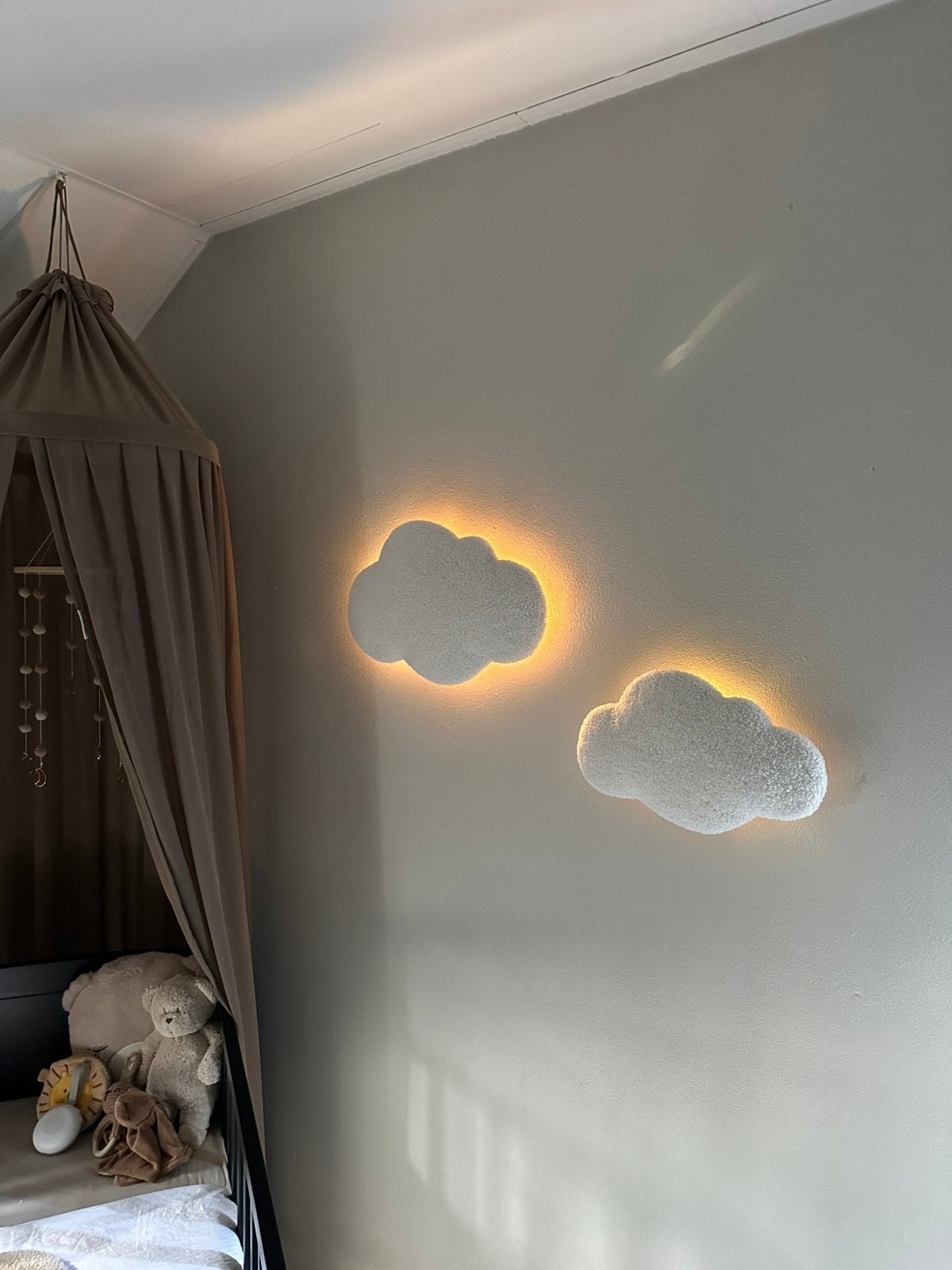 Wolkenlampjes teddy 2 wolkjes wandlamp dreamlight, Draadloos, Nieuw, Ophalen of Verzenden, Wit