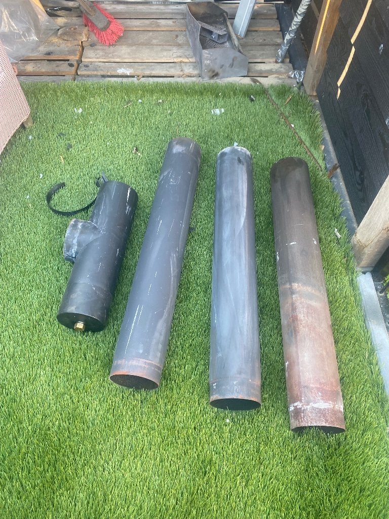 Kachelpijp 3x 1mtr en t stuk, Ophalen of Verzenden, Gebruikt, Hout, Houtkachel