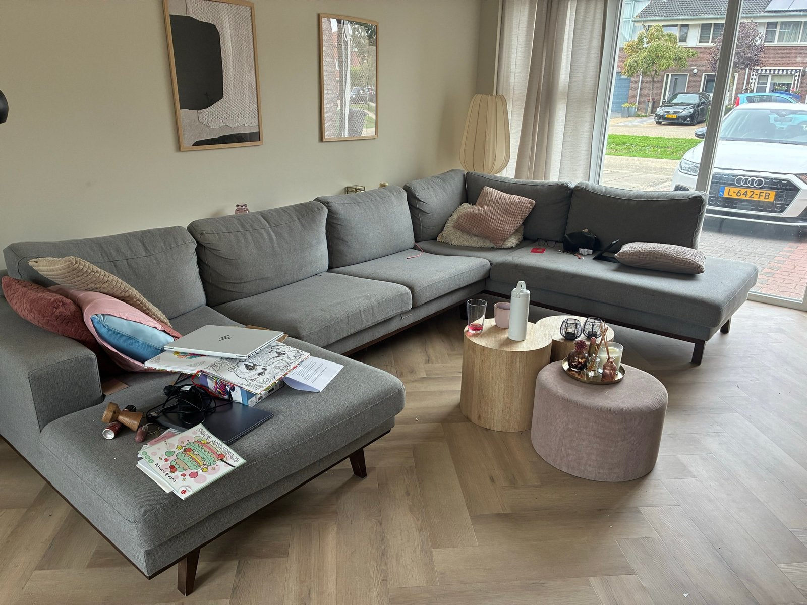 Gratis grote hoekbank / U-vorm hoekbank, Huis en Inrichting, Banken | Bankstellen, Ophalen, Gebruikt, Hoekbank, 300 cm of meer