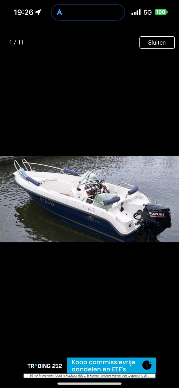 Mooie uttern 4612, Watersport en Boten, Ophalen, Zo goed als nieuw, Benzine
