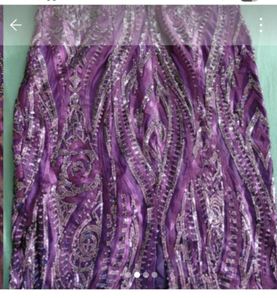Paarse avondjurk met pailletten en kapmouwen, Kleding | Dames, Jurken, Vesia, Paars, Maat 42/44 (L), Nieuw