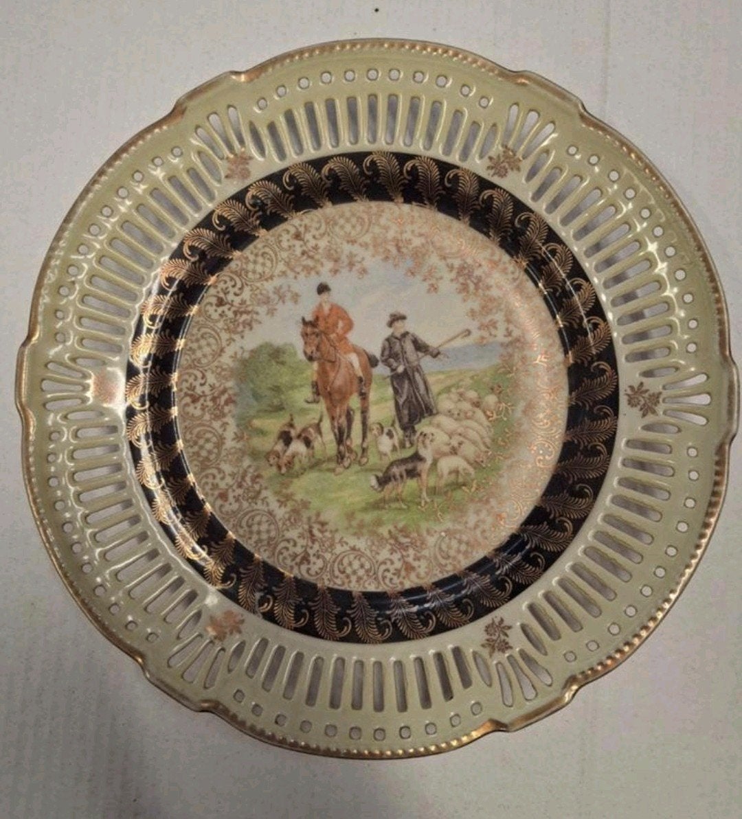 decoratieve porseleinen bord ruiter en herder, Ophalen of Verzenden