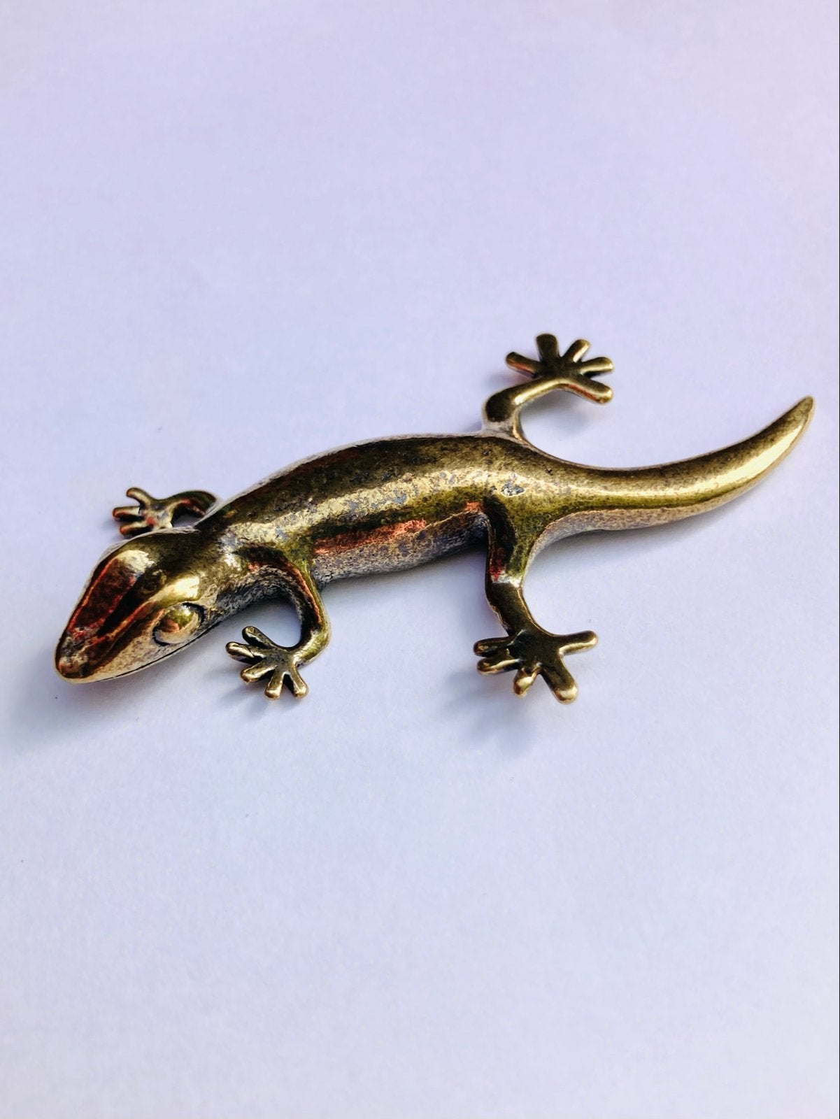 Messing gekko/salamander - Beeldje - Decoratie, Ophalen of Verzenden, Nieuw, Dier