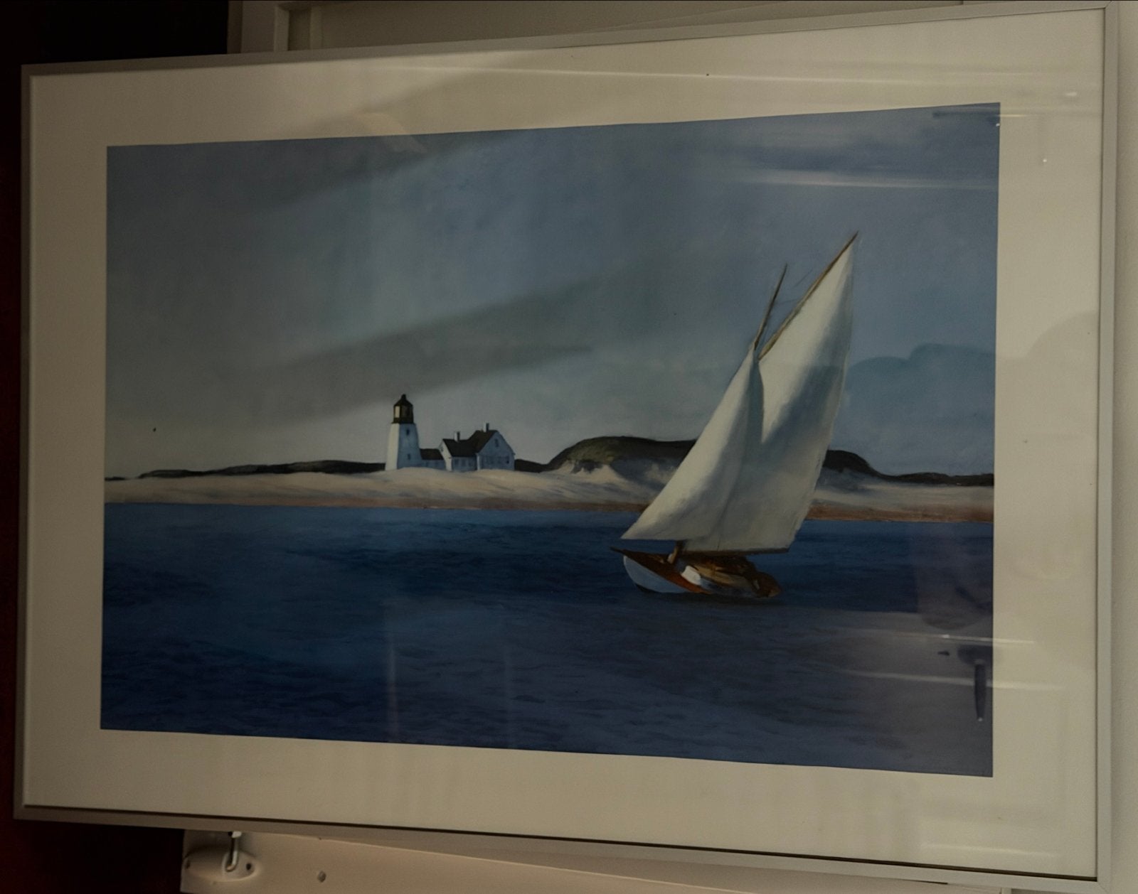 Edward Hopper - The Long Leg - druk 50x77 cm, Antiek en Kunst, Landschap, Papier/karton, Achter glas, Zeefdruk