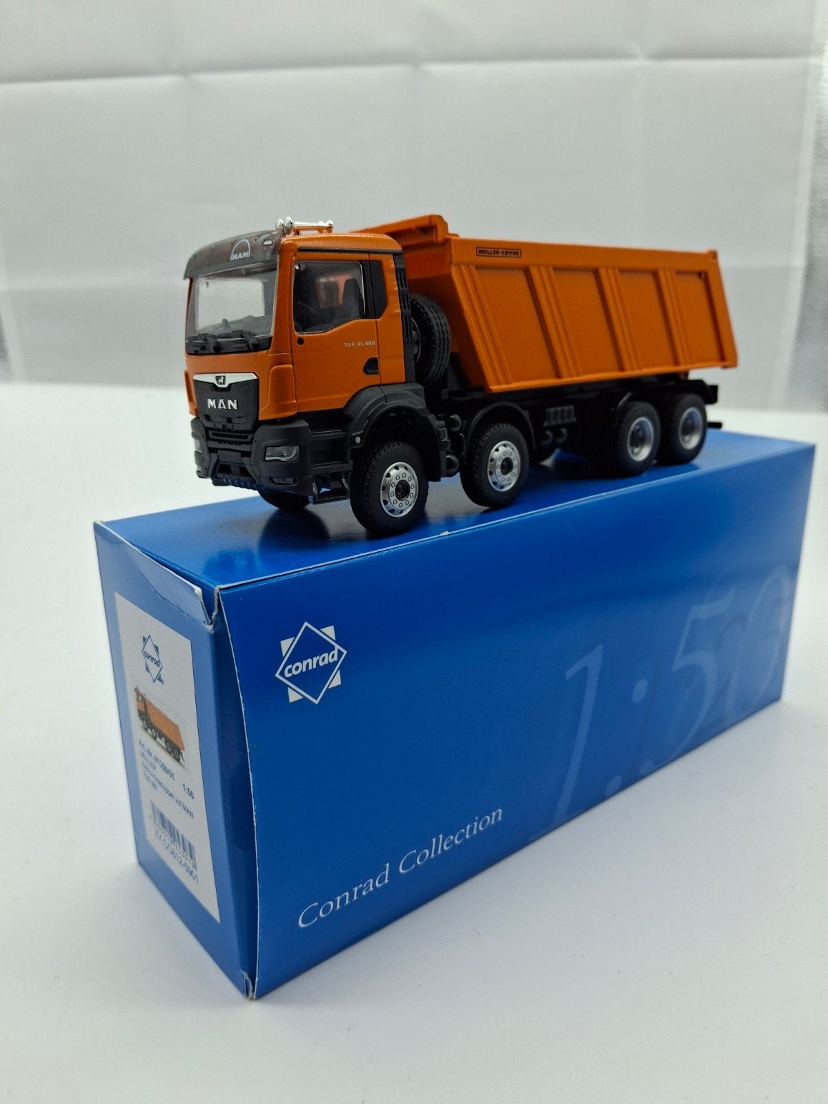 MAN 4 AS MEILLER KIPPER 1:50, Ophalen of Verzenden, Nieuw, Bus of Vrachtwagen, Conrad
