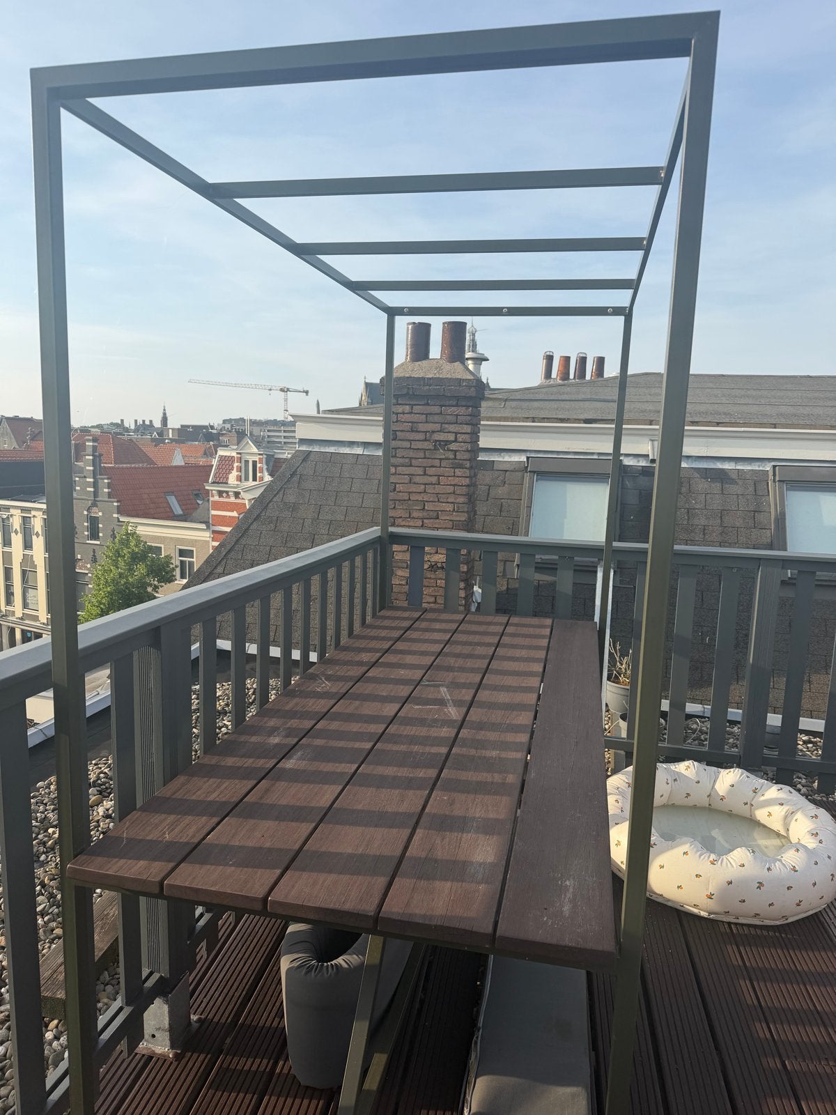 Buiten Bog Tafel 200x70 cm met Metalen Frame, Ophalen, Gebruikt, Rechthoekig, Metaal