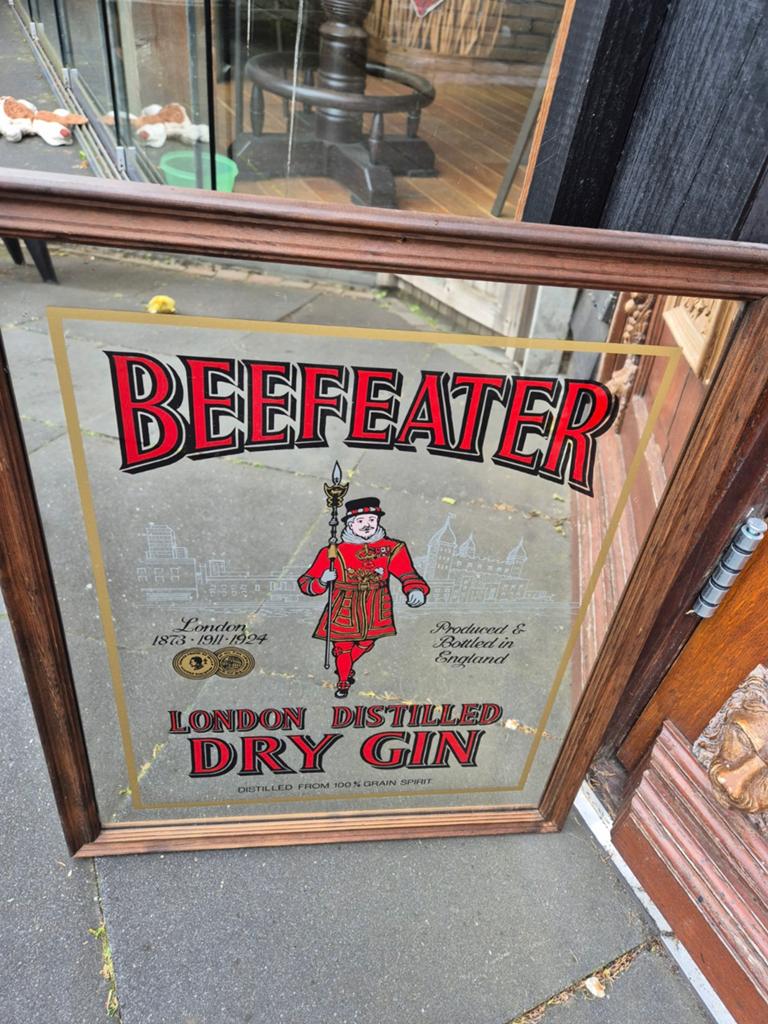 Hele mooie spiegel beefeater dry gin, Ophalen of Verzenden, Reclamebord