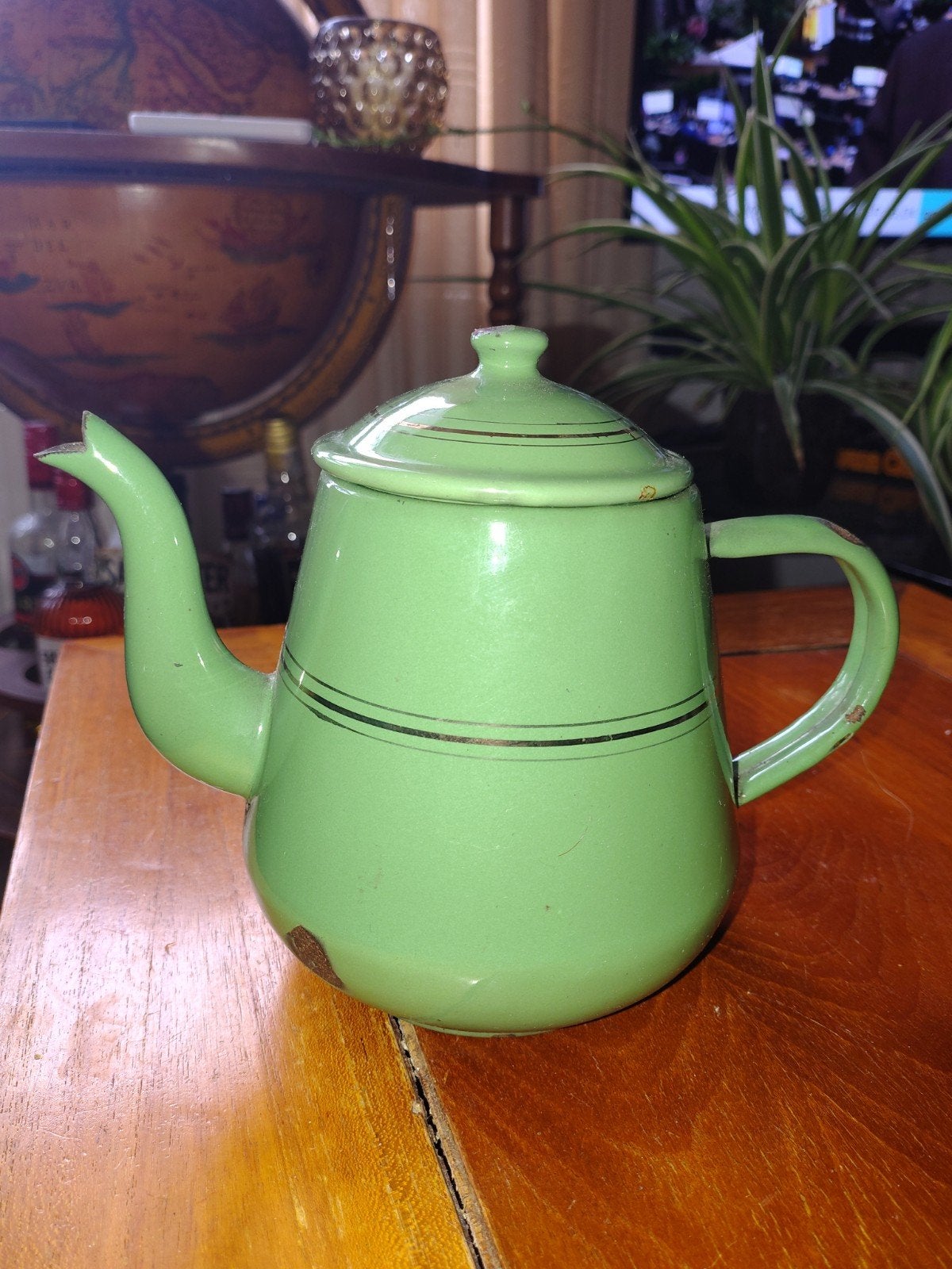 Vintage Groene Emaille Koffiepot - 24 cm Hoog, Antiek en Kunst, Antiek | Emaille, Ophalen of Verzenden
